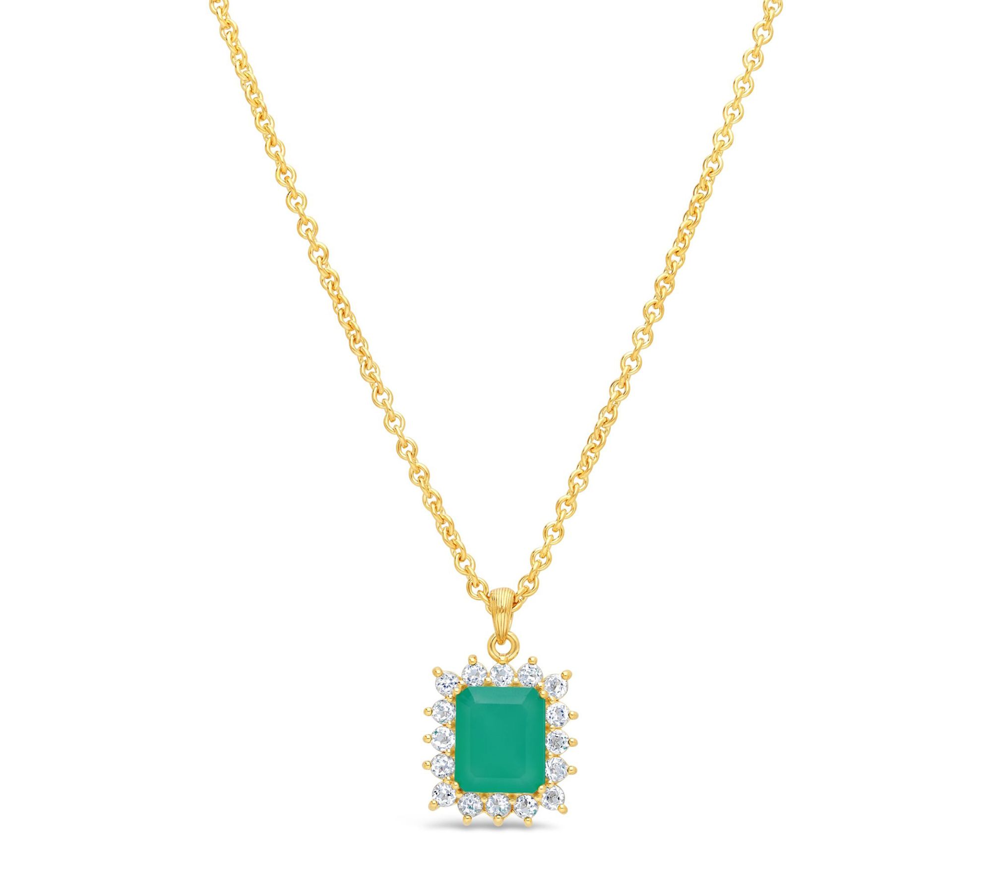 Ariva 18K Clad Green Chalcedony & White Topaz Vivien Necklace