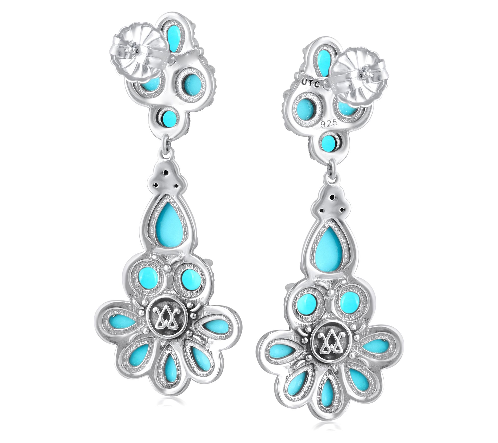 American West Sterling Silver Turquoise Chandelier Earrings
