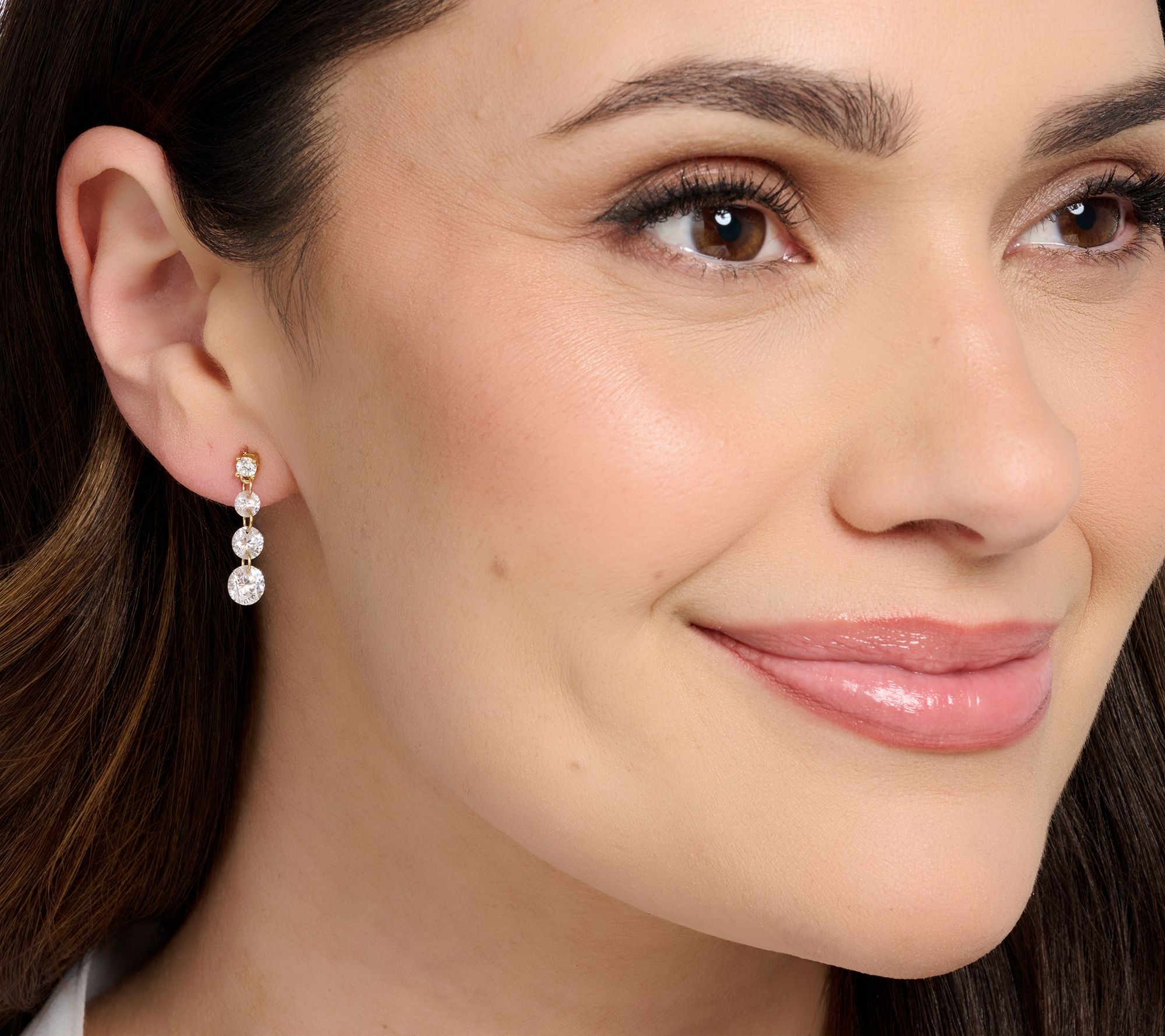 Diamonique x Jennifer Miller 4-Stone Floating Linear Earrings, Sterl