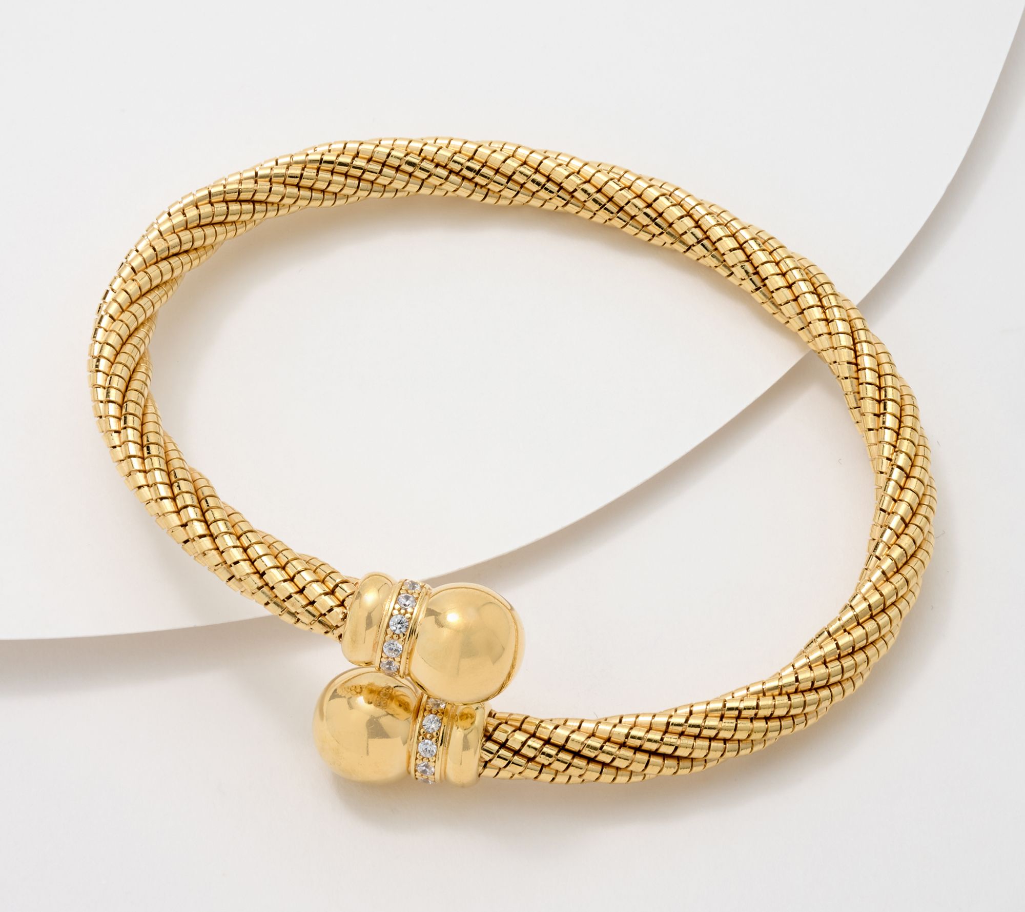 Diamonique Italia Twist Contrarie Bangle Bracelet Sterling Silver