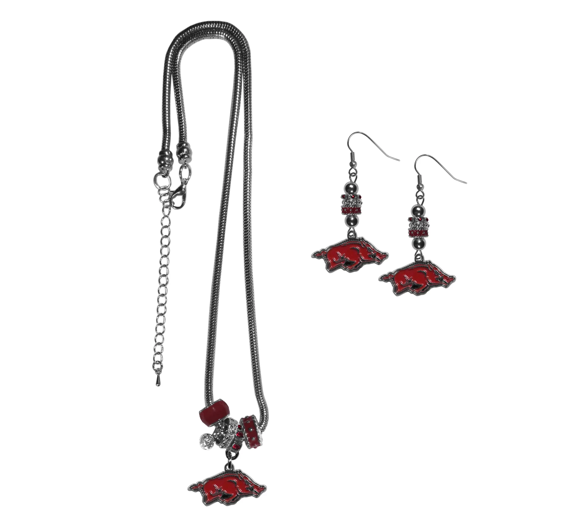 Siskiyou Sports College Euro Bead Earrings andNecklace Set