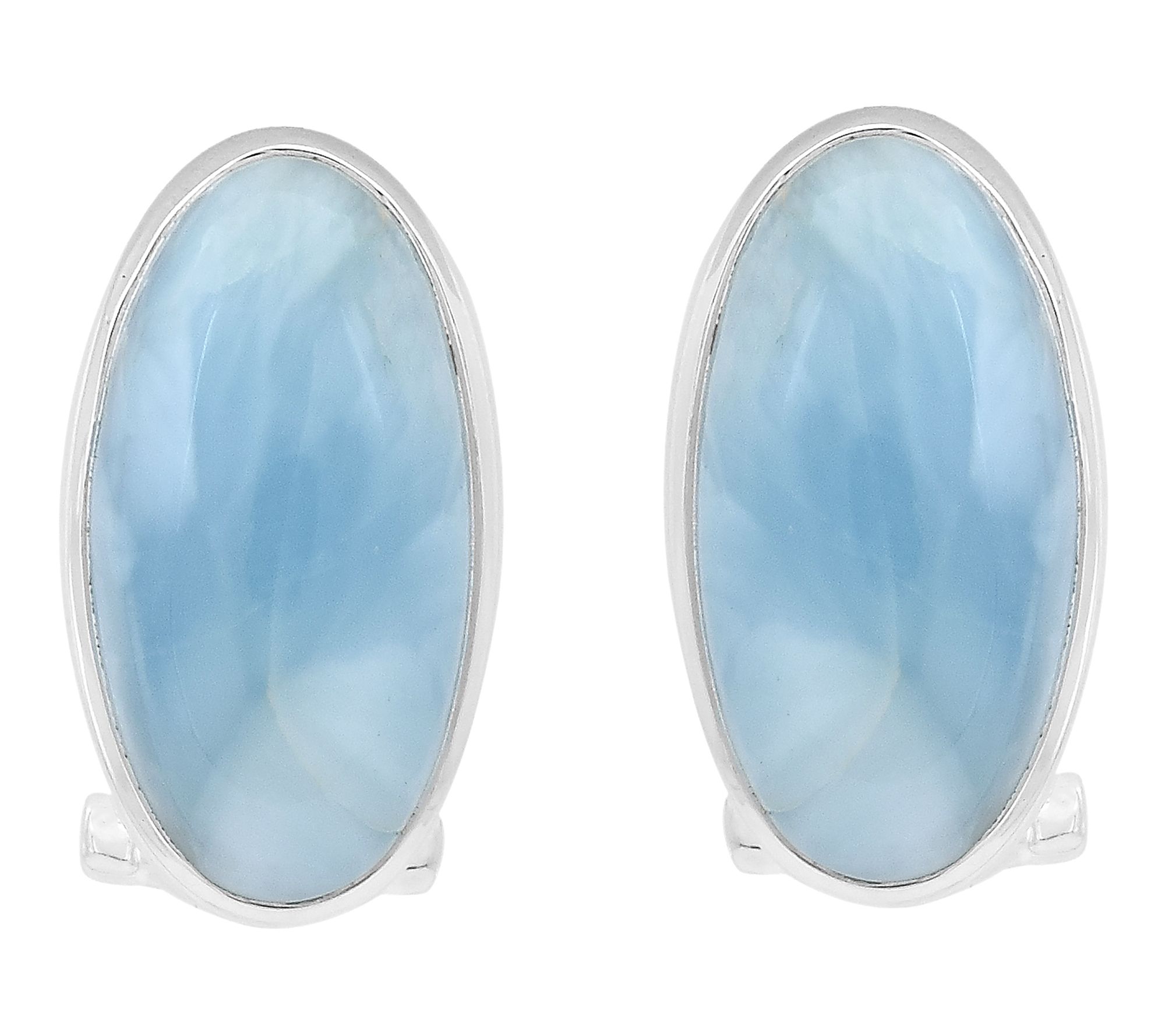 Affinity Gems Oval Larimar Button Earrings, Sterling Silver