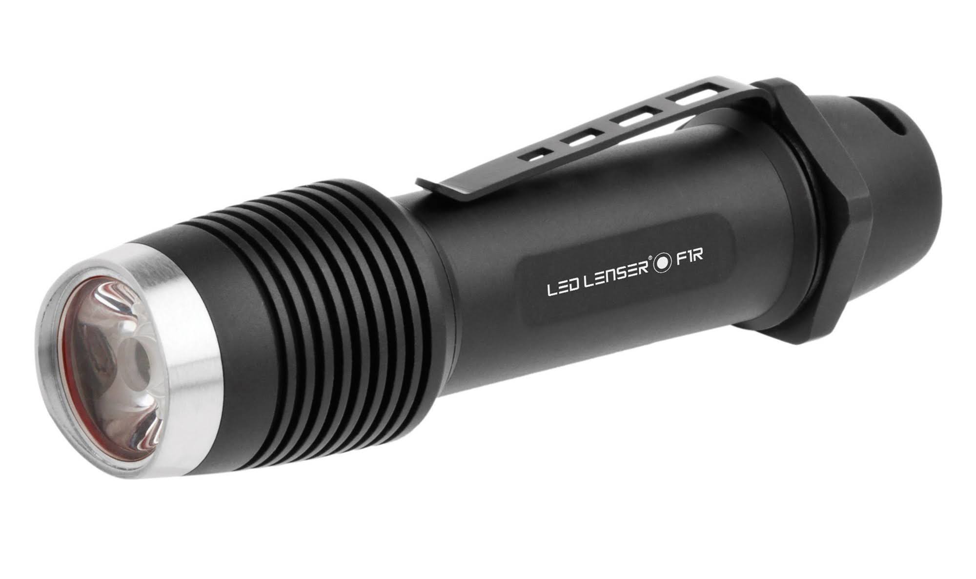 Ledlenser F1R Rechargeable LED Flashlight, 1,000 Lumen, Black + Running Sport Neo H4 Headlamp Wide Beam, 90 Lumens and Lens Clea