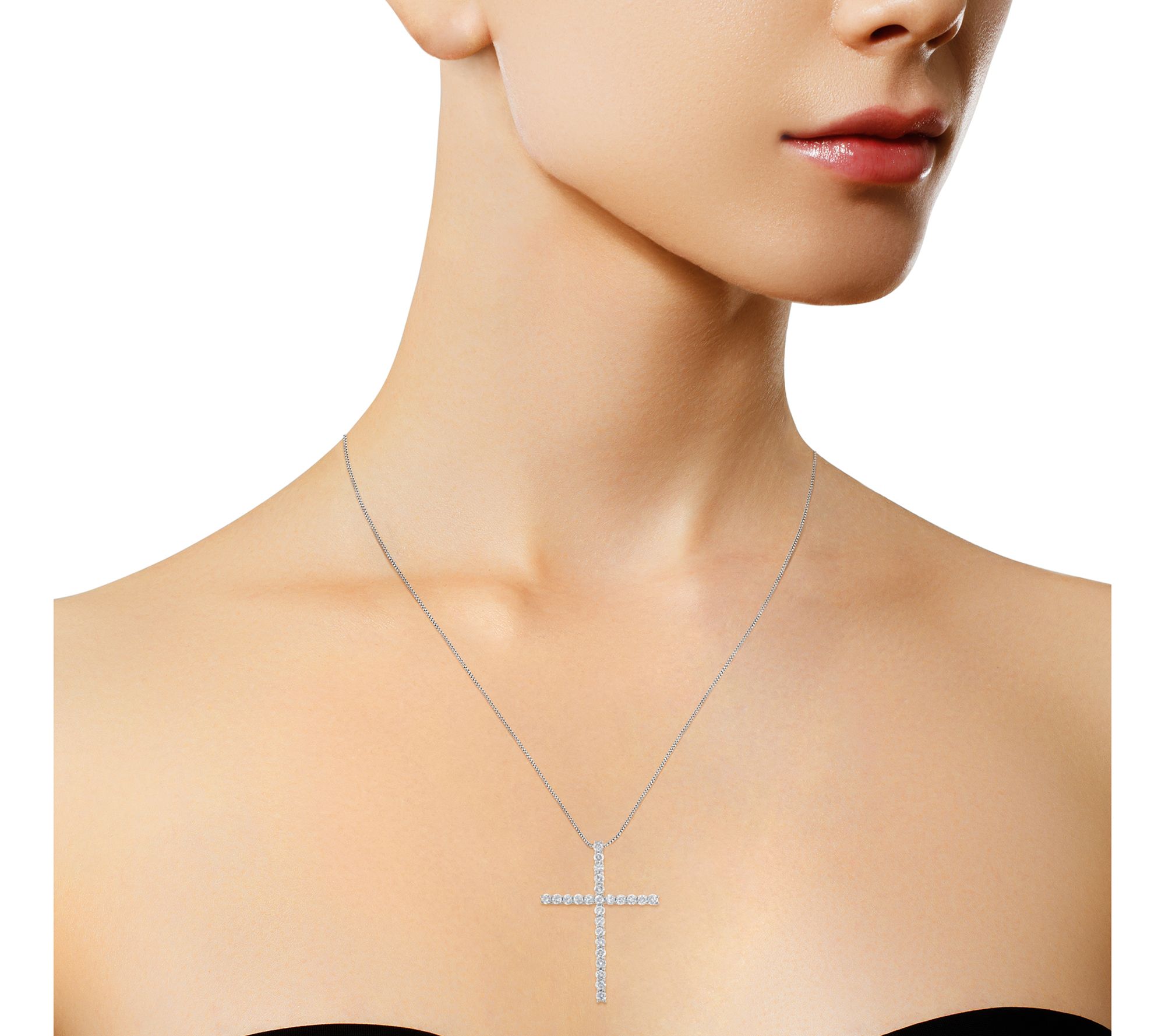 Haus of Brilliance Lab-Grown Diamond Cross Necklace, 14K