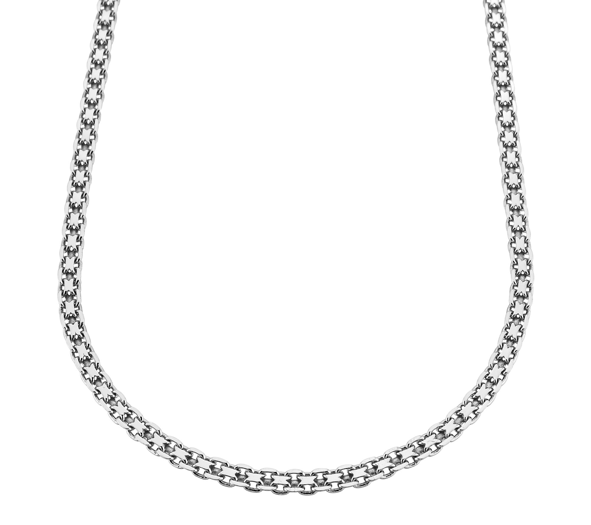 Silver Style 2.5mm Solid Bismarck Chain Necklace, Sterling