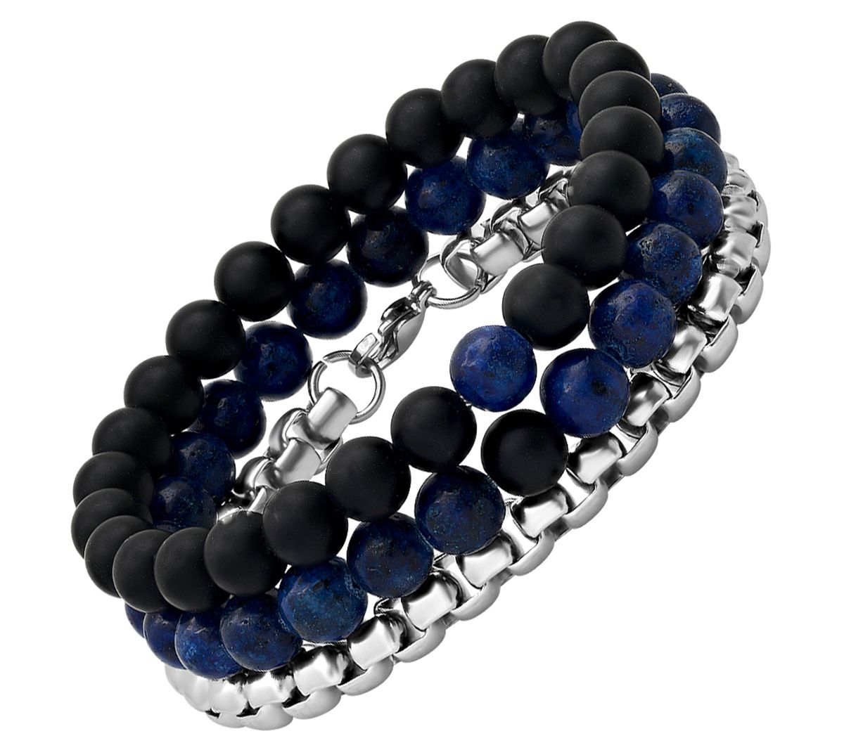 Steel by Design Gemstone Bead & Stainless Bracelet Set