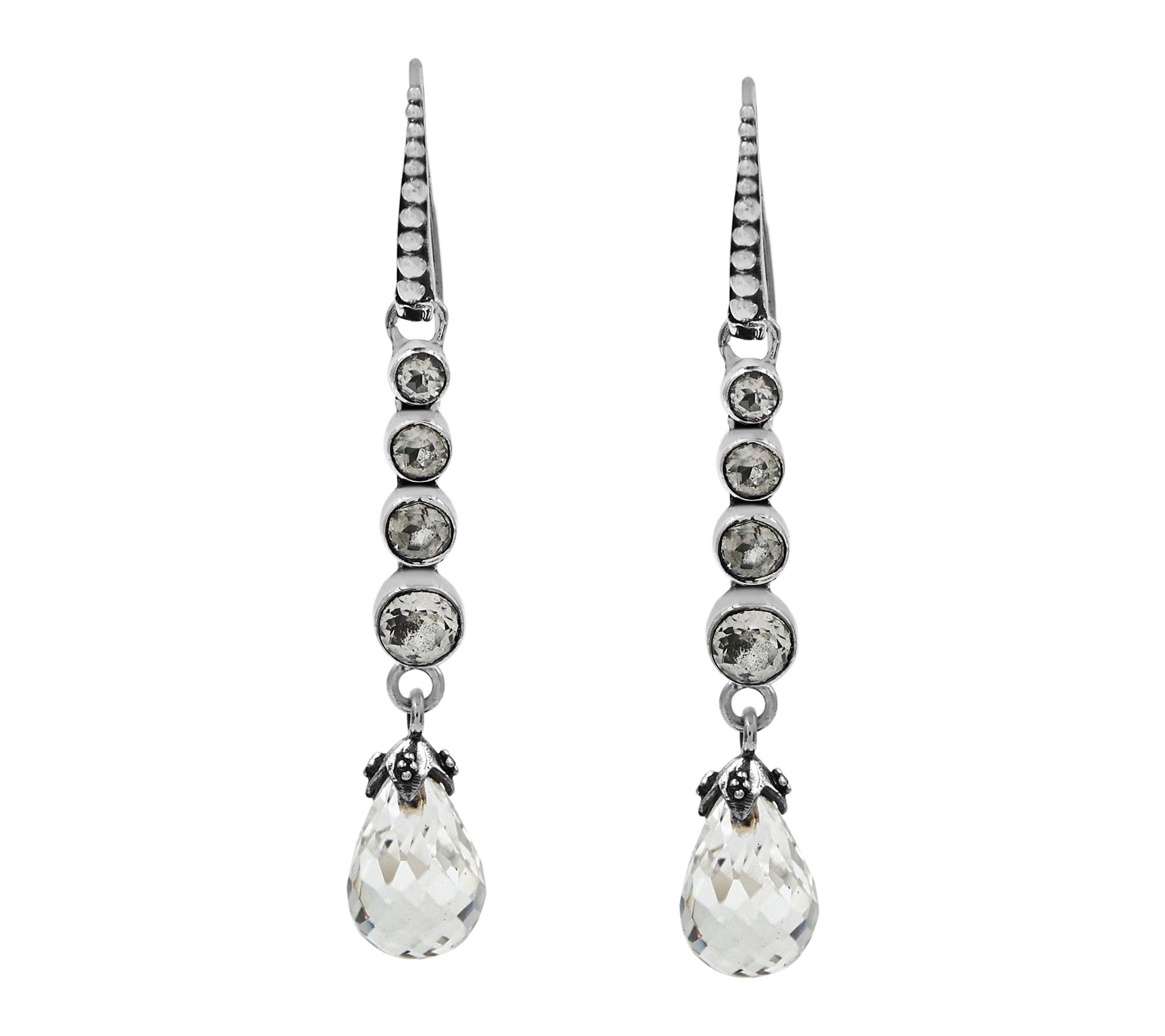 Artisan Crafted Sterling Zircon & Rock CrystalDangle Earrings
