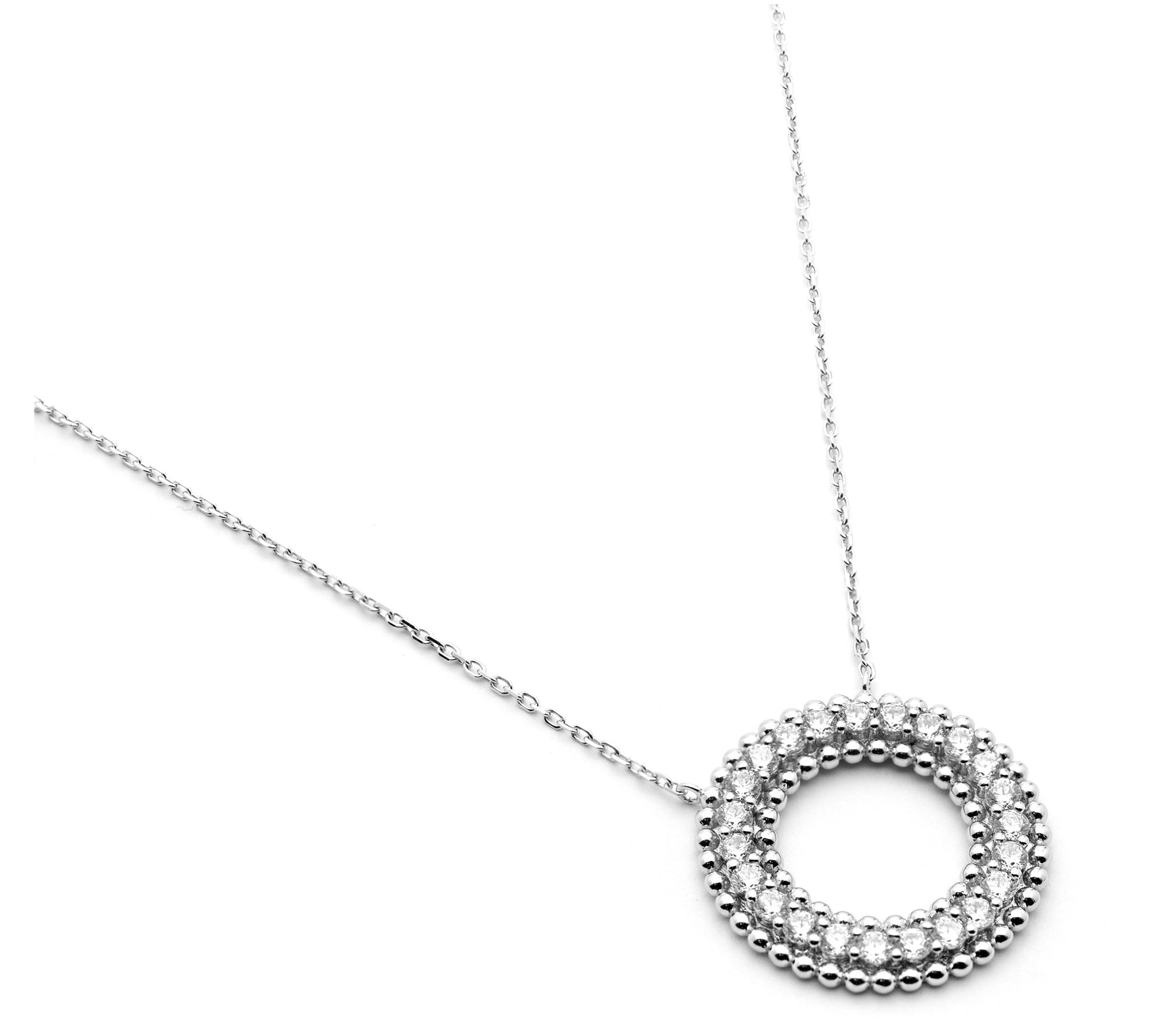 Diamonique Open Circle Necklace, Sterling Silver
