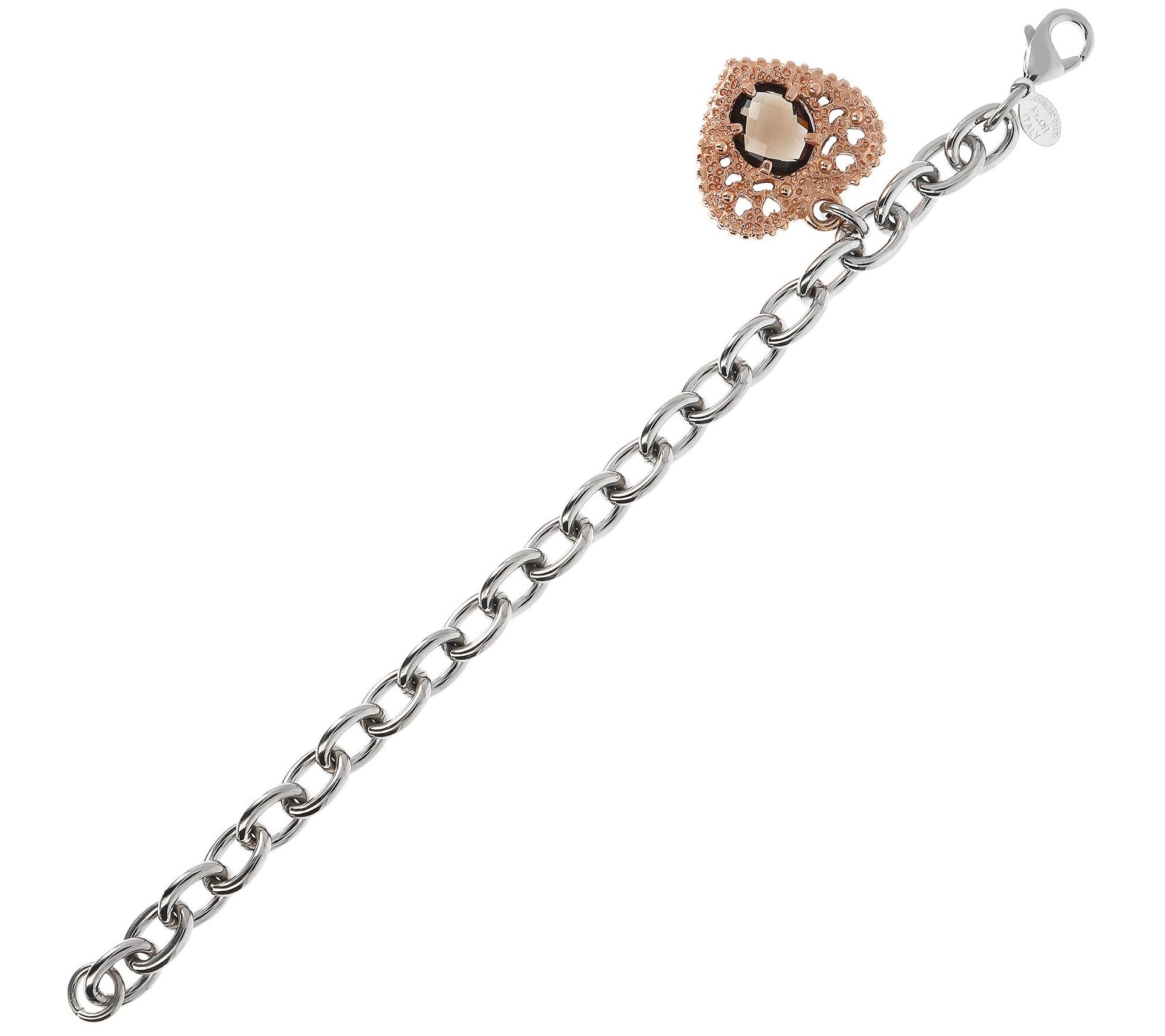 Steel by Design Gemstone Heart Charm Bracelet