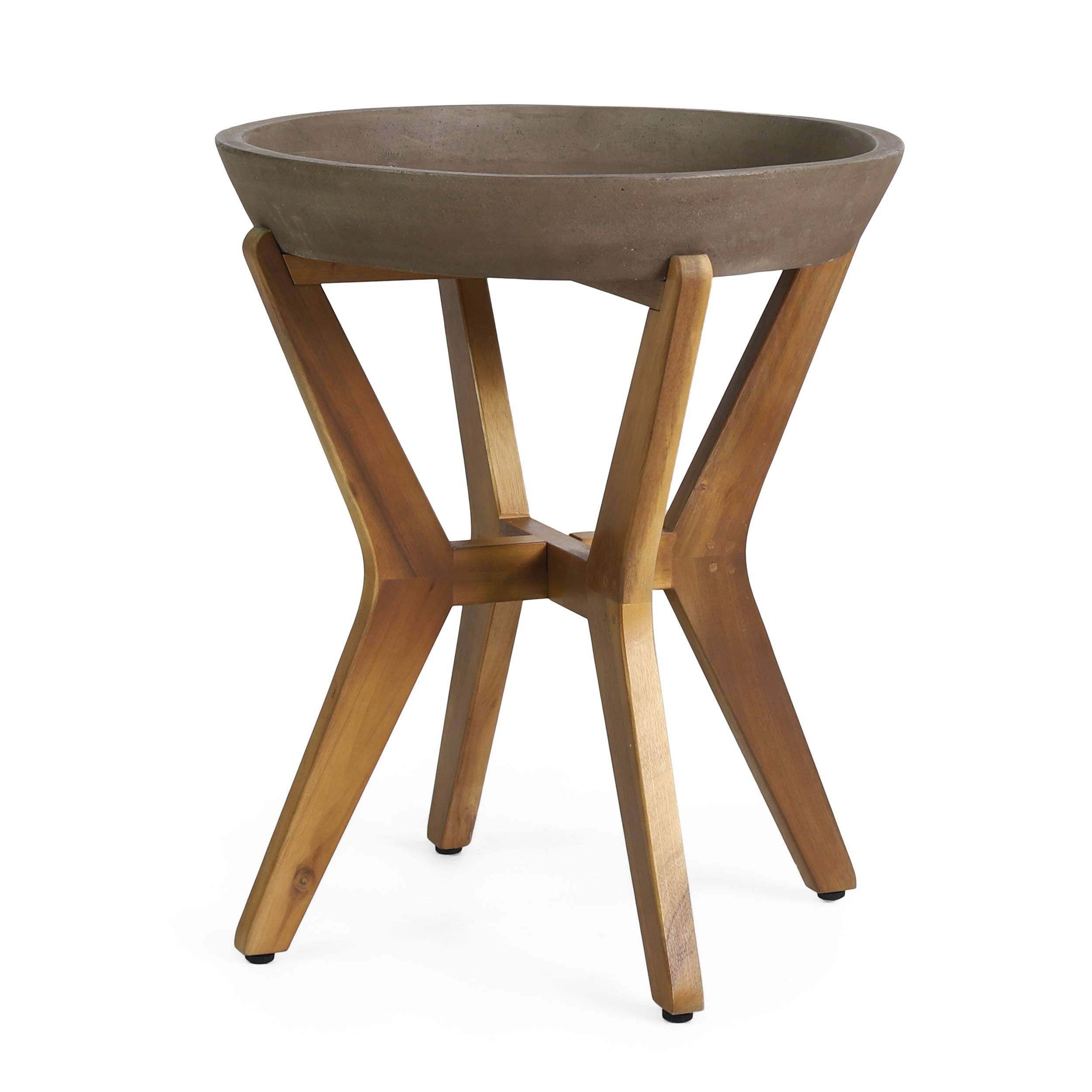 Christopher Knight Home Oprah Outdoor Side Table, Teak and Light Gray