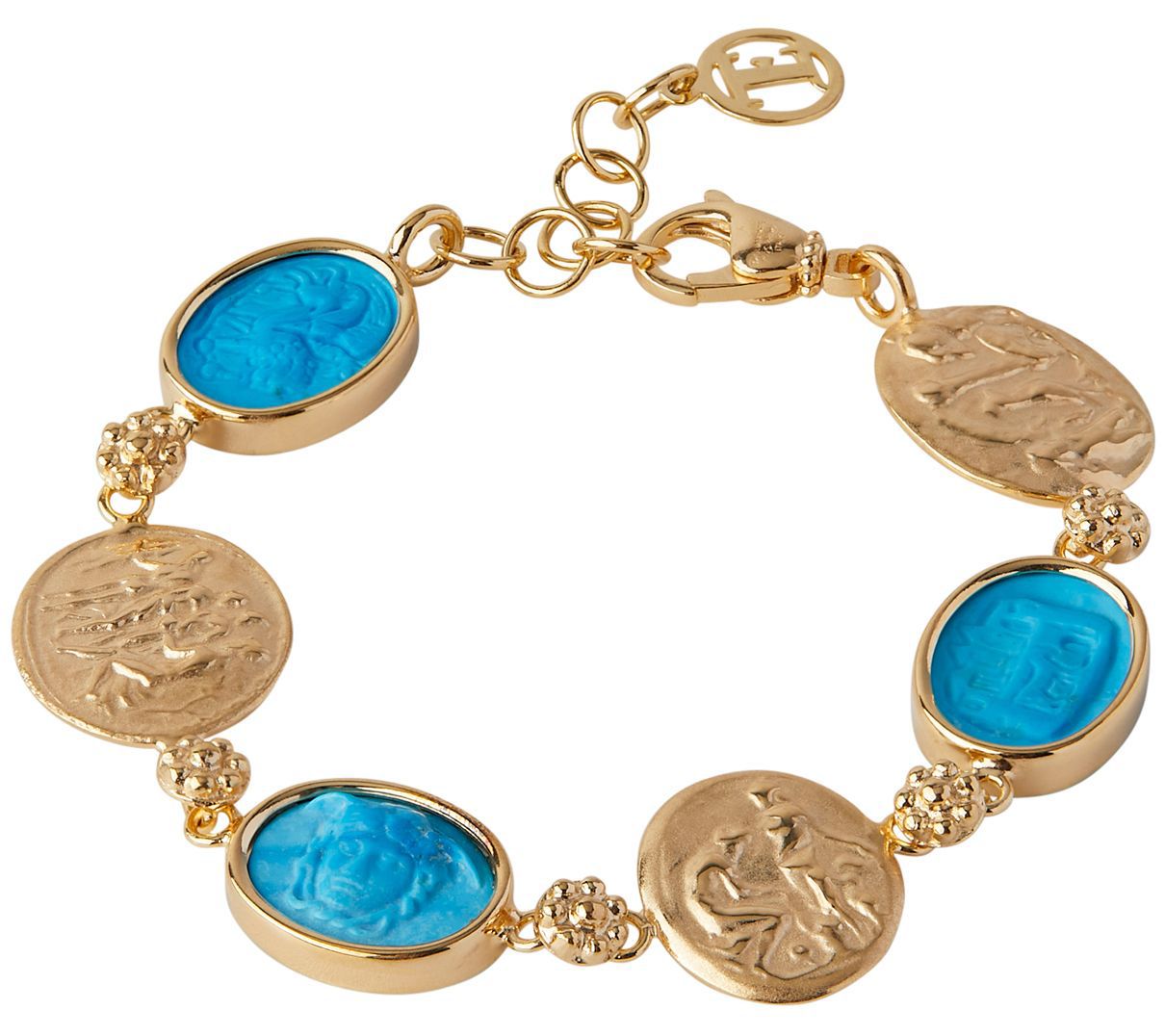 18K Gold Plated Sterling Silver Megnesite Cameo Bracelet