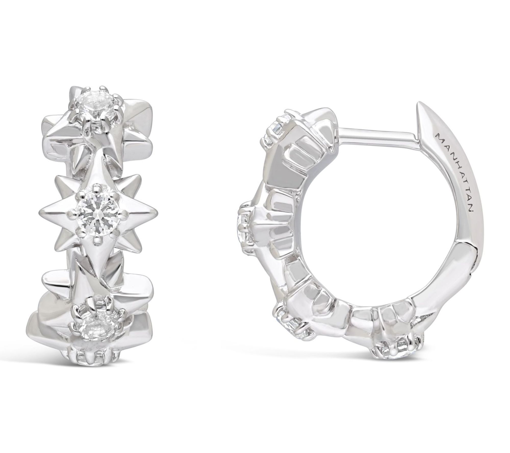 Margo Manhattan Sterling White Topaz StarlightHoop Earrings