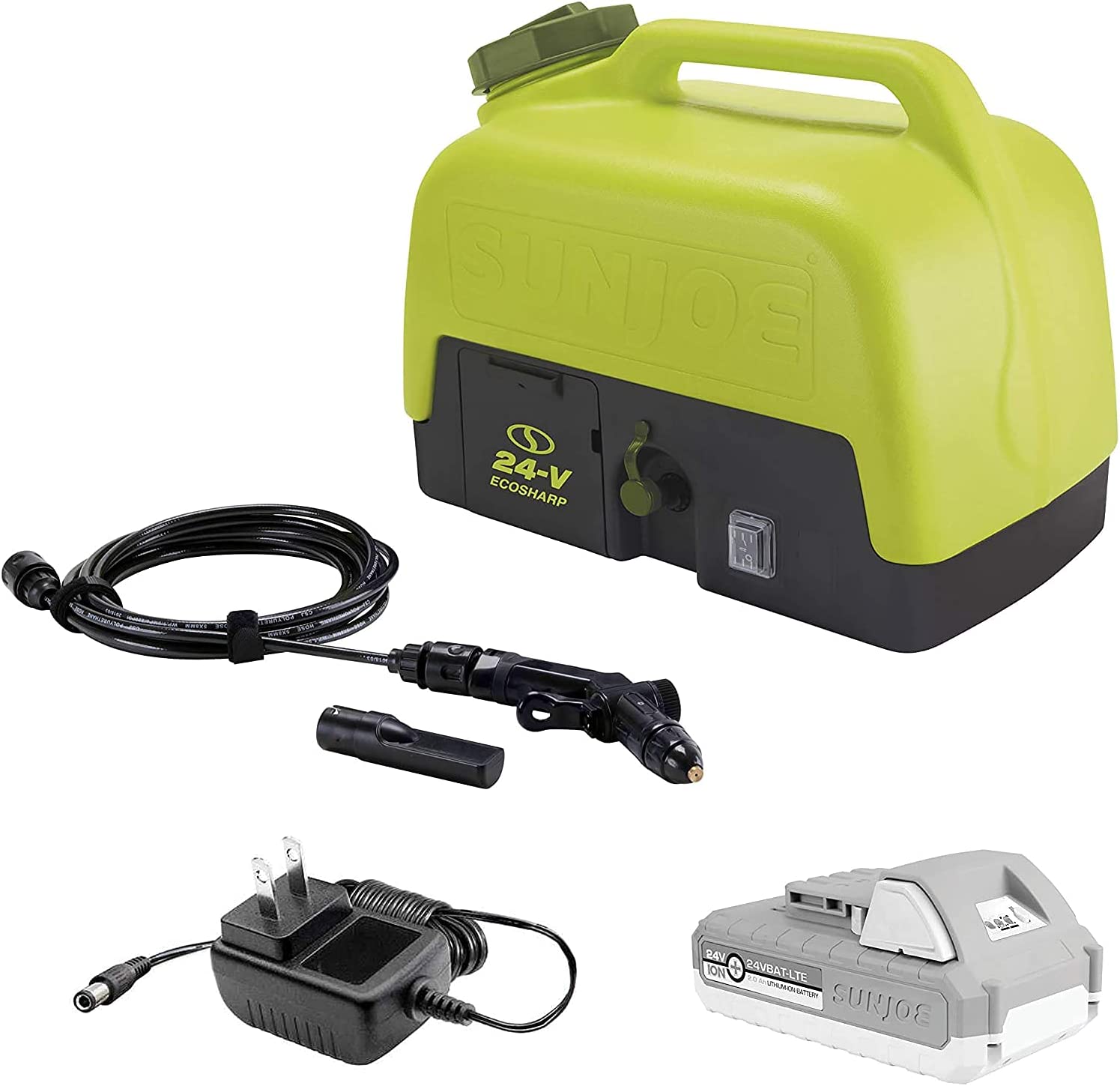 Sun Joe WA24C-LTE-RM 24V iON+ Cordless Go-Anywhere Portable Sink/Shower Spray Washer Kit, 5 Gal, w/ 2.0Ah Battery + Charger