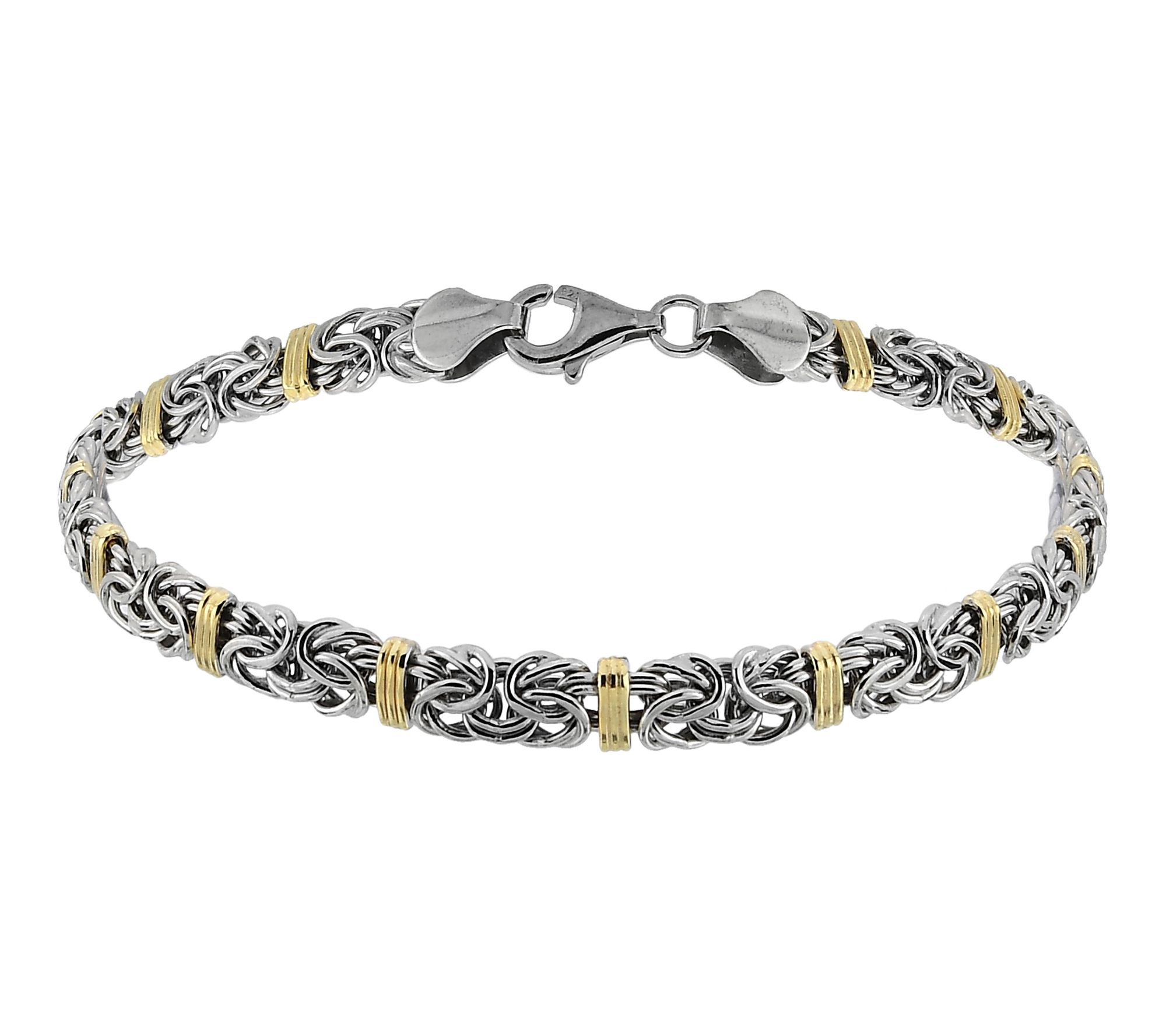 Silver Style Solid Byzantine Chain Bar Link Bracelet, Sterling