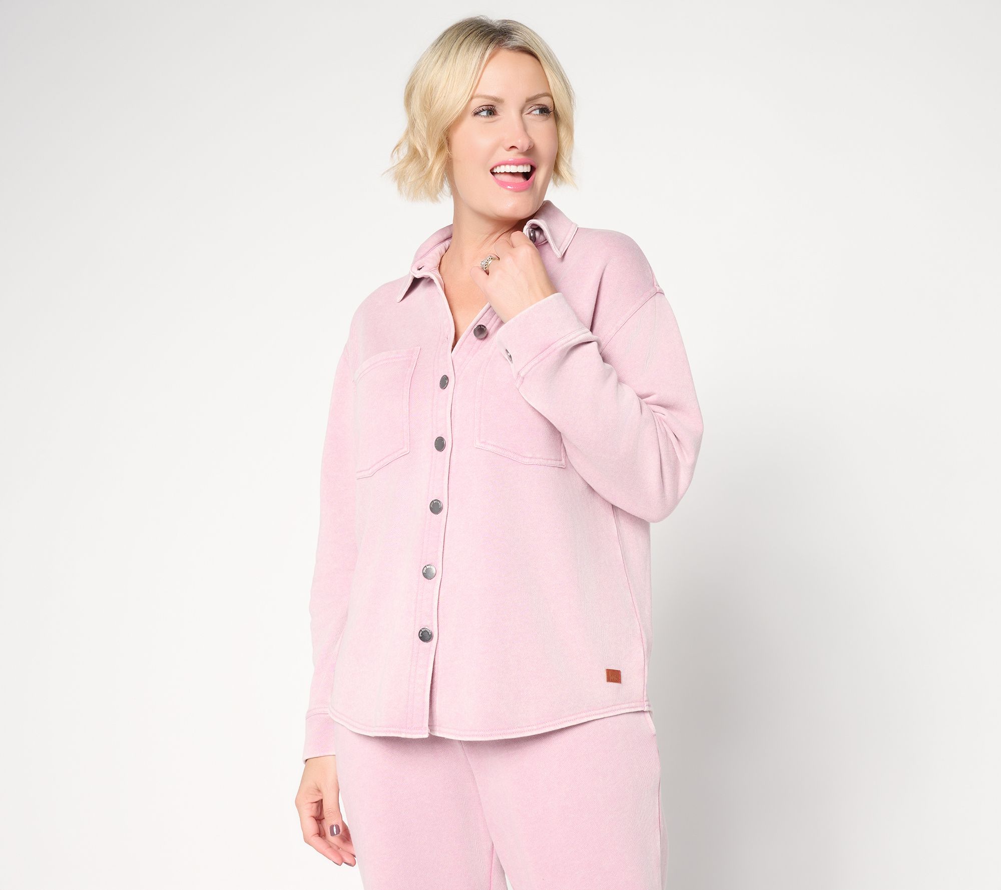 Peace Love World French Terry Button Front Shirt