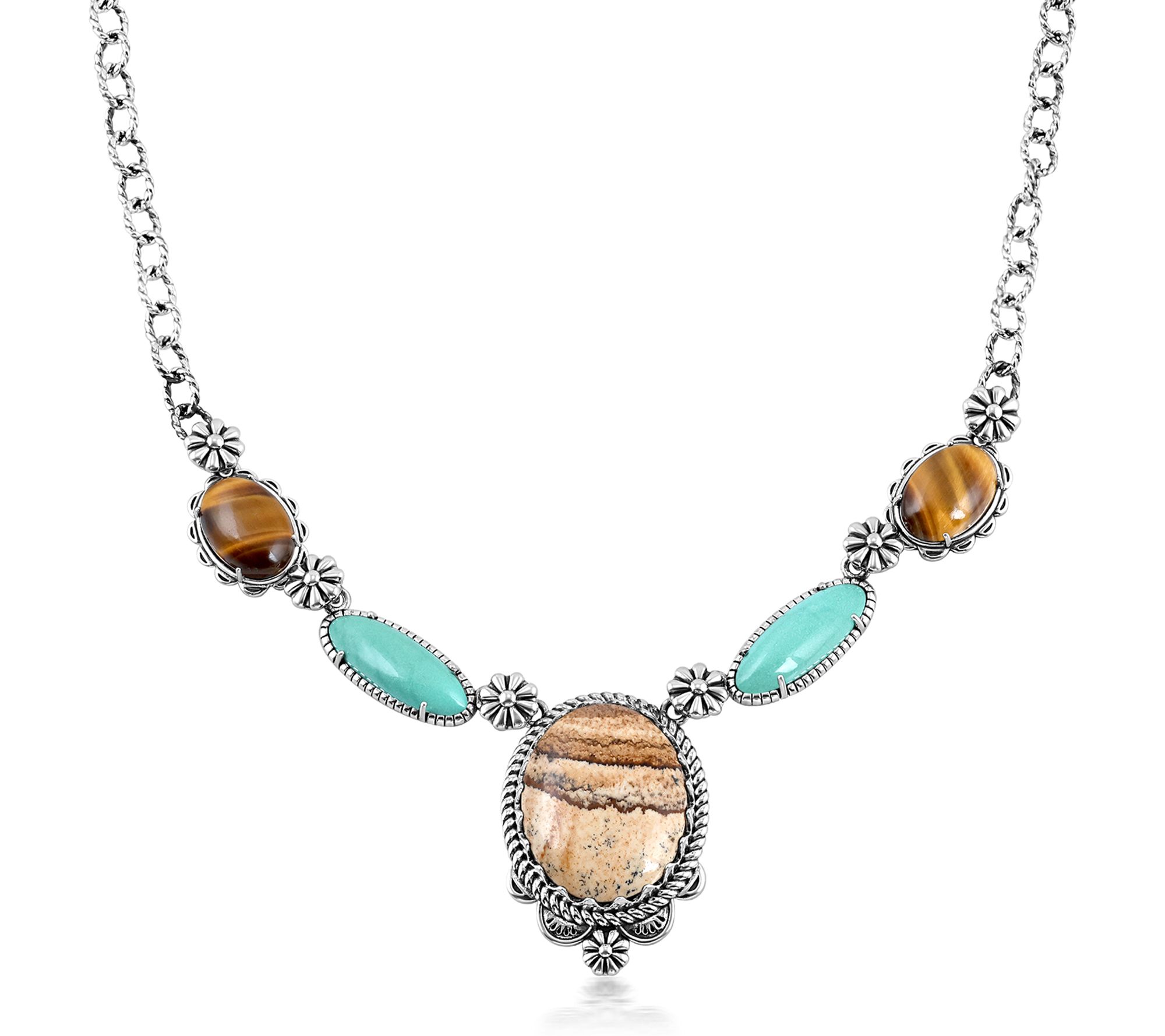 American West Sterling Multi-Gemstone StatementNecklace