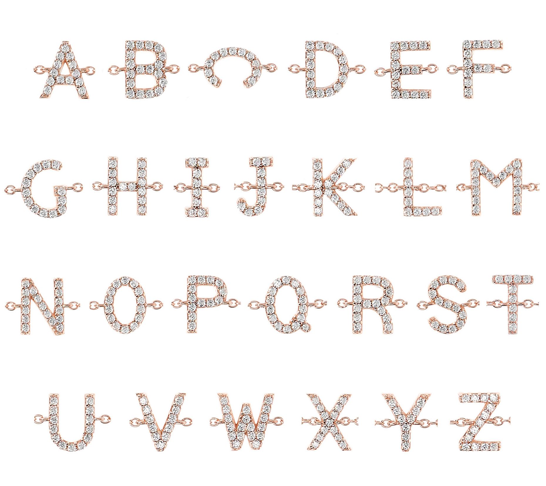 Diamonique Initial Adjustable Bracelet, 14K Ros e Gold Clad