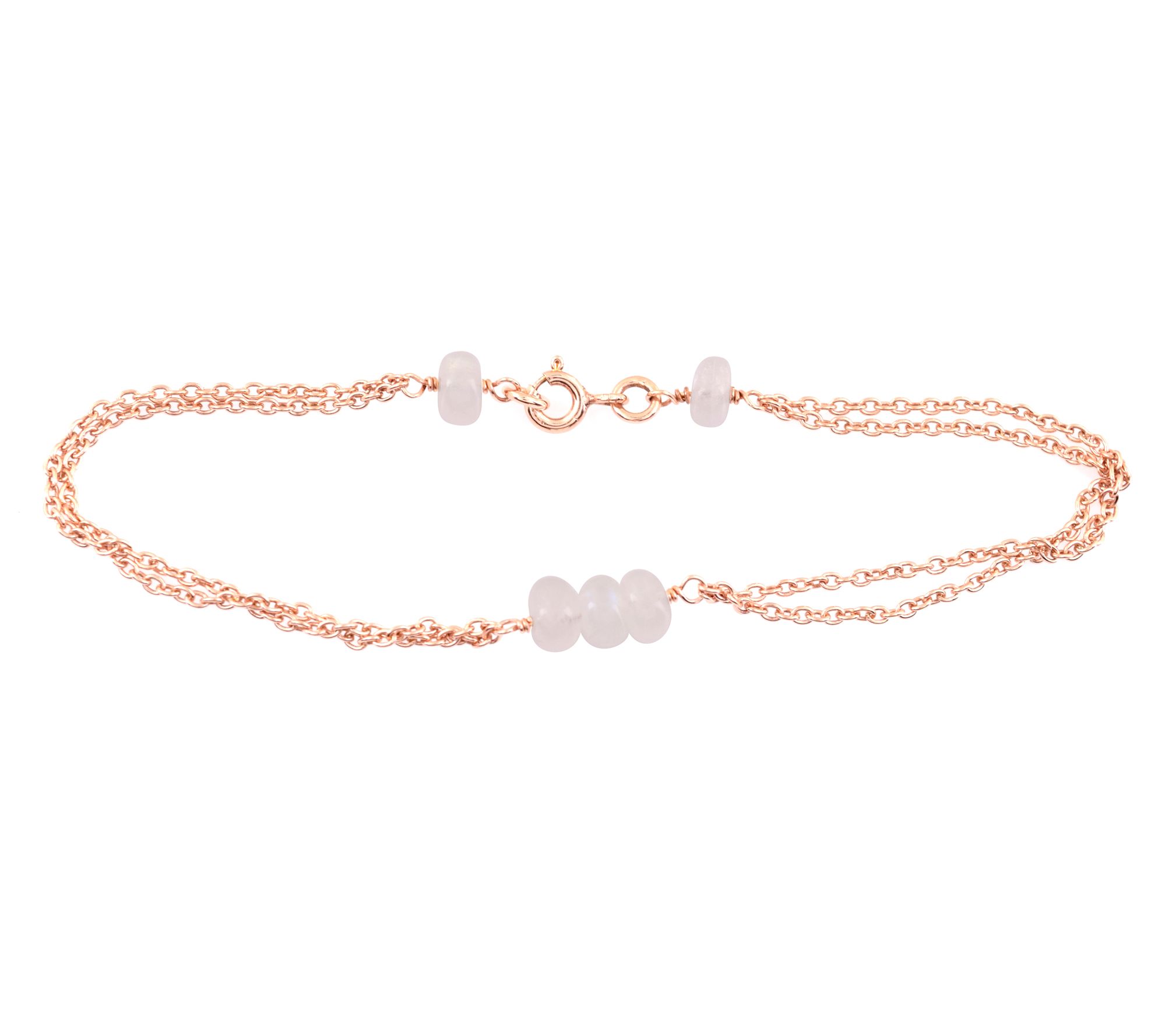 14K Rose Gold Plated Rainbow Moonstone Bracelet
