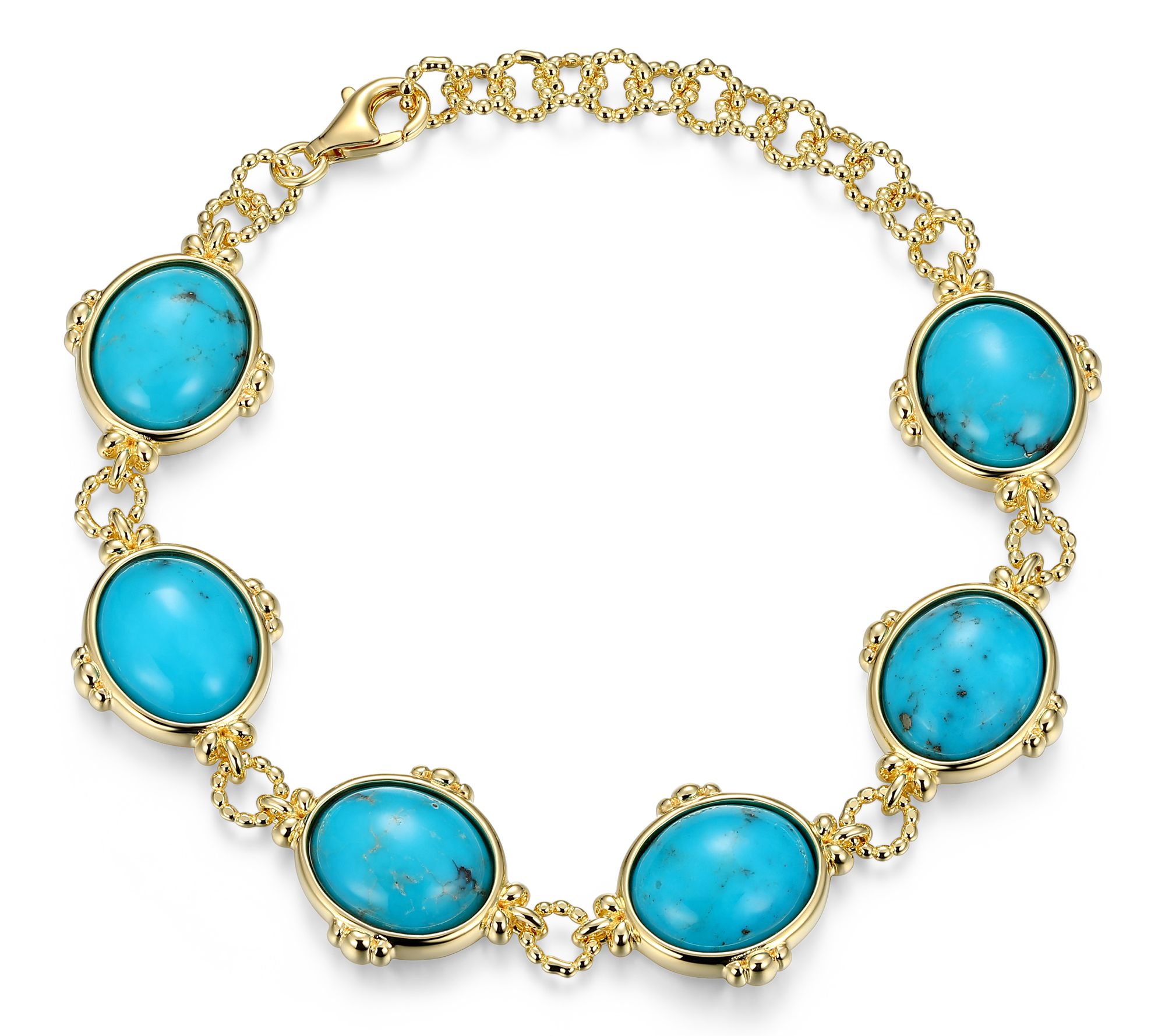 Affinity Gems Turquoise Link Bracelet,18K GoldPlated