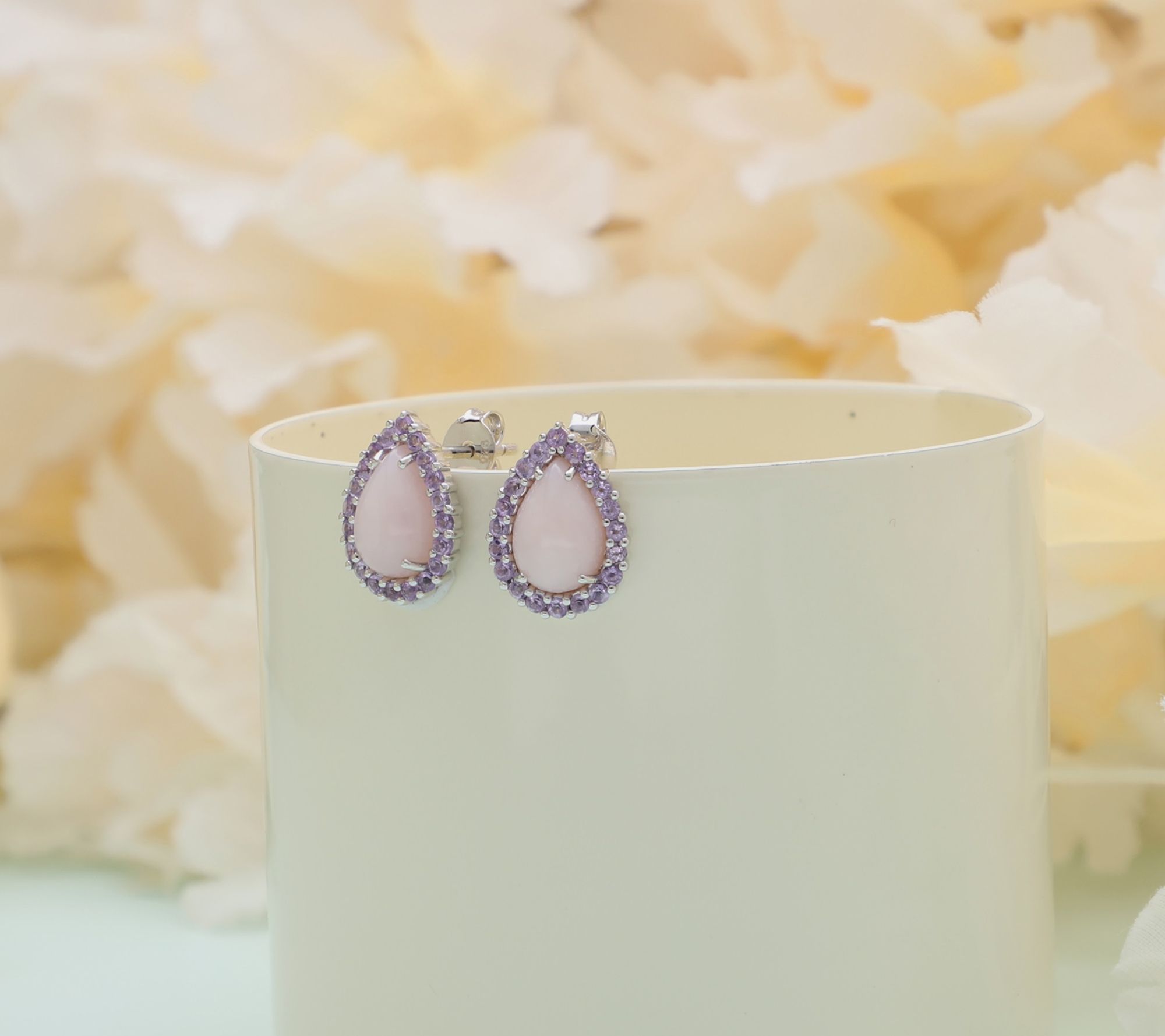 Ariva Sterling Pink Opal & Pink Amethyst Delphine Earrings