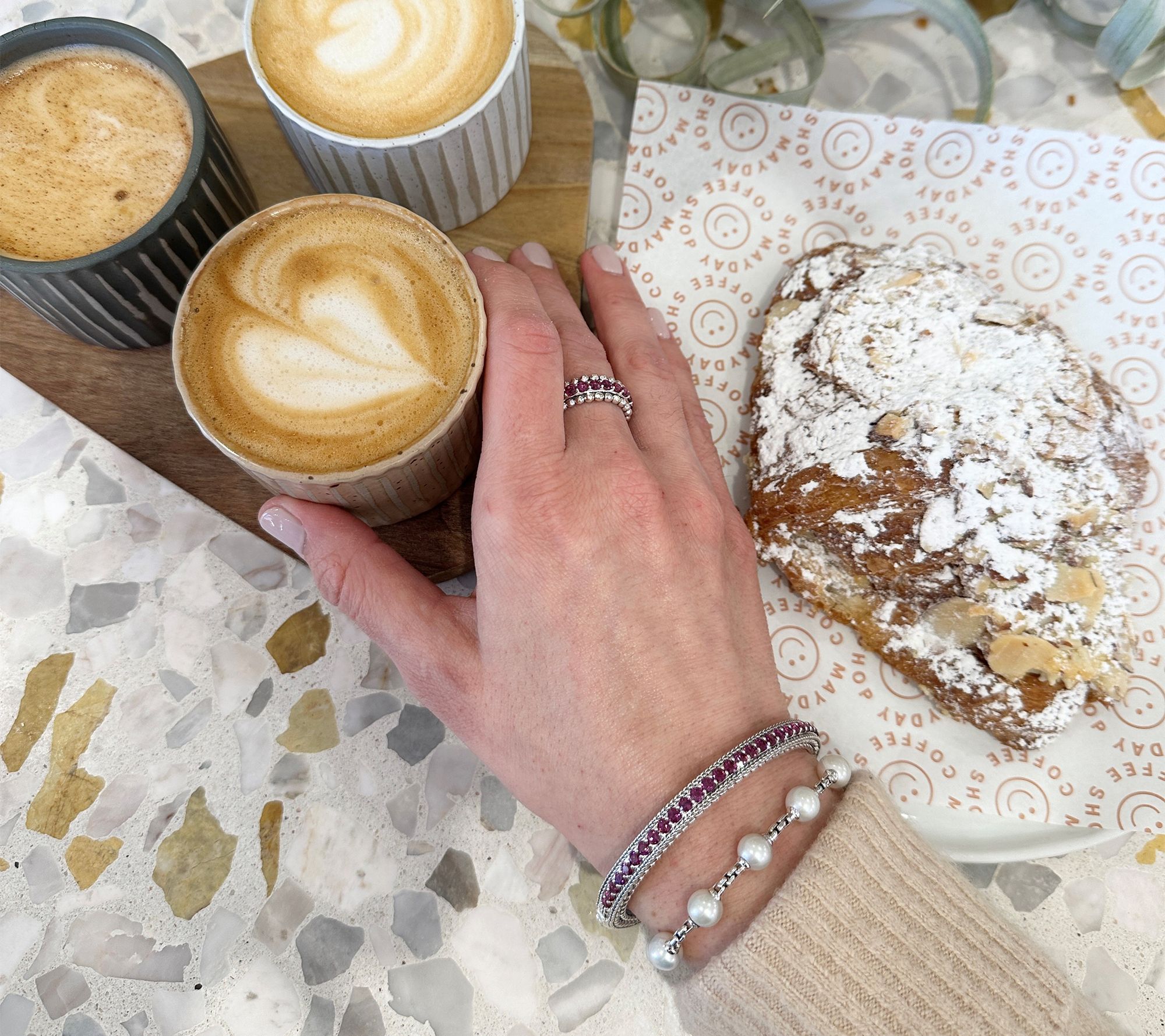 JAI Sterling Silver Cultured Pearl 2.7mm Box Chain Bracelet