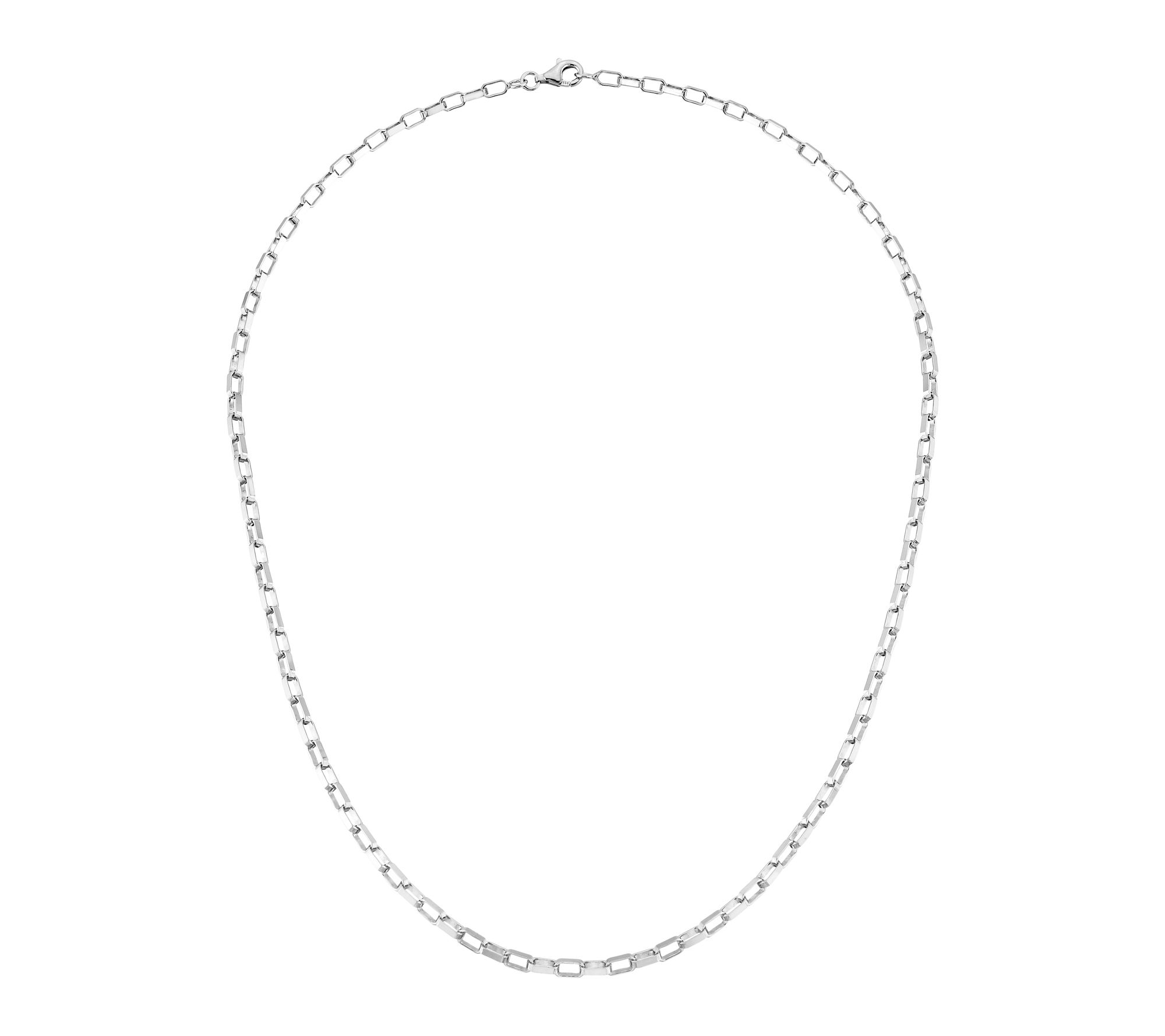 Silver Style 3mm Diamond-Cut Box Chain Necklace, Sterling