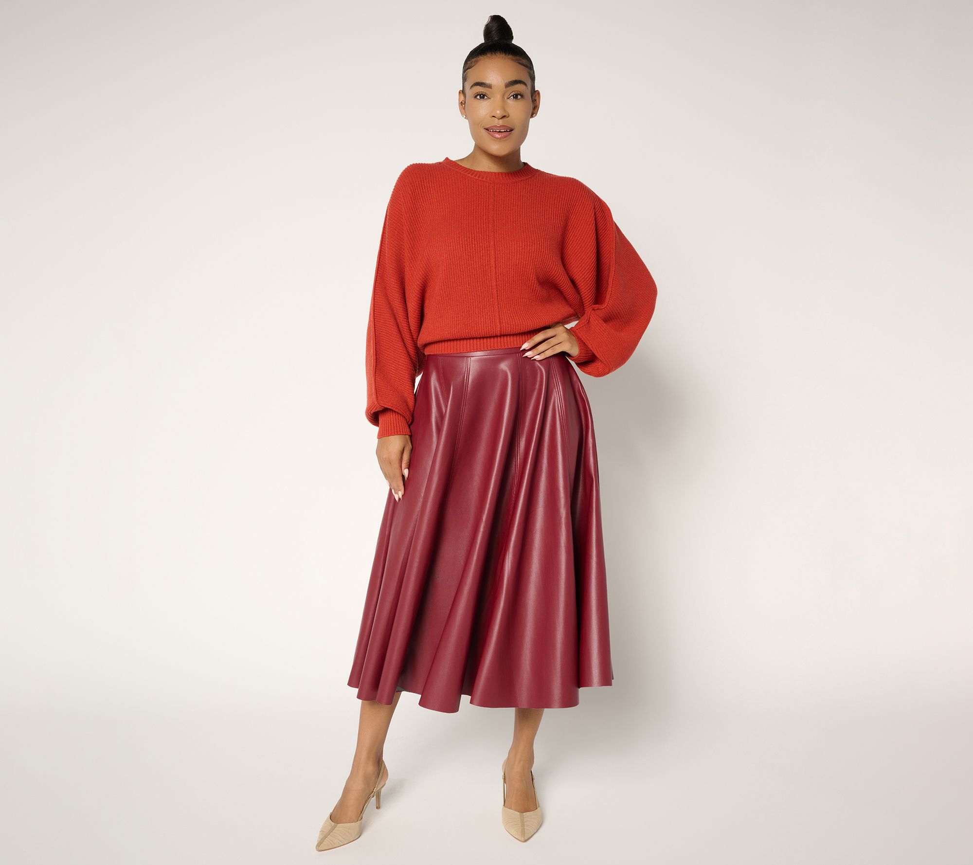 Carla Rockmore Collection Regular Faux Leather Circle Skirt