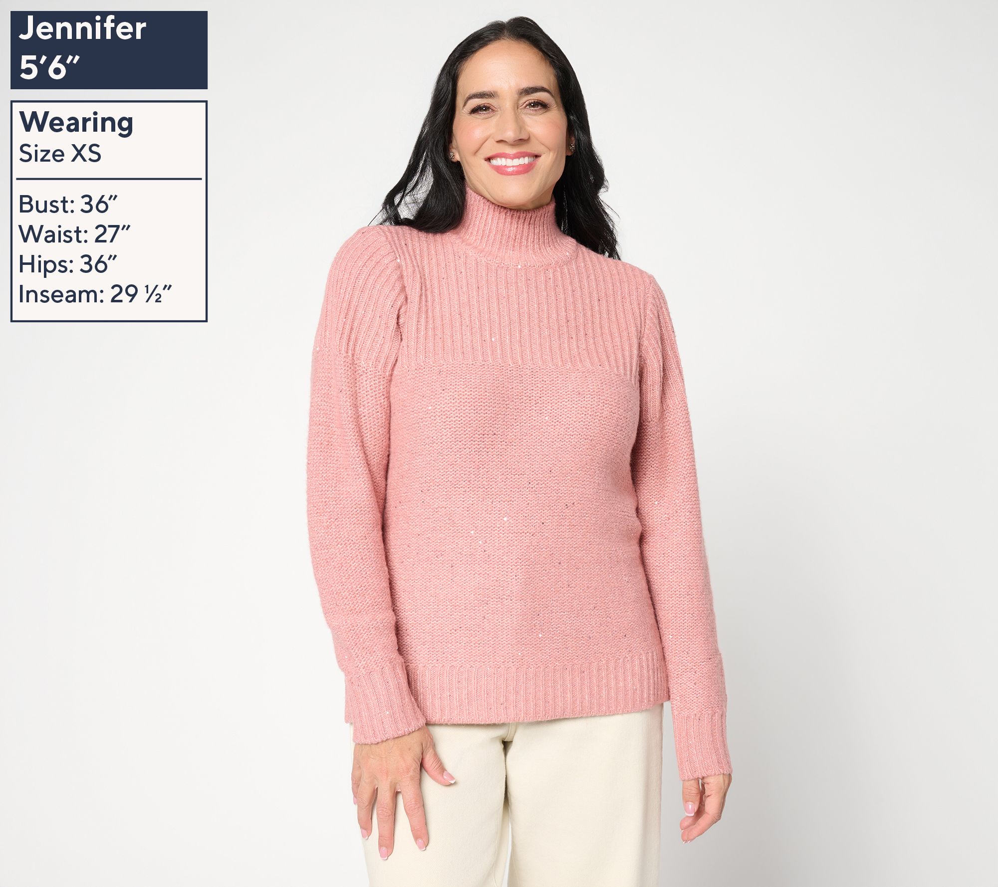 Belle by Kim Gravel Just Enough Sparkle Mock Neck Sweater