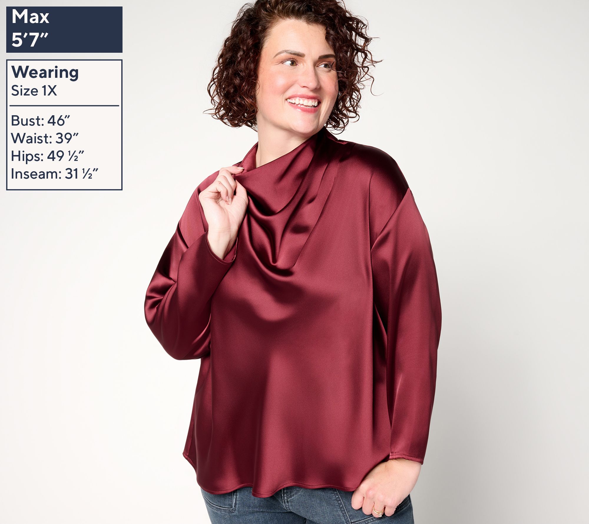 Me by Jennie Garth Rockefeller Cowl Neck Satin Blouse