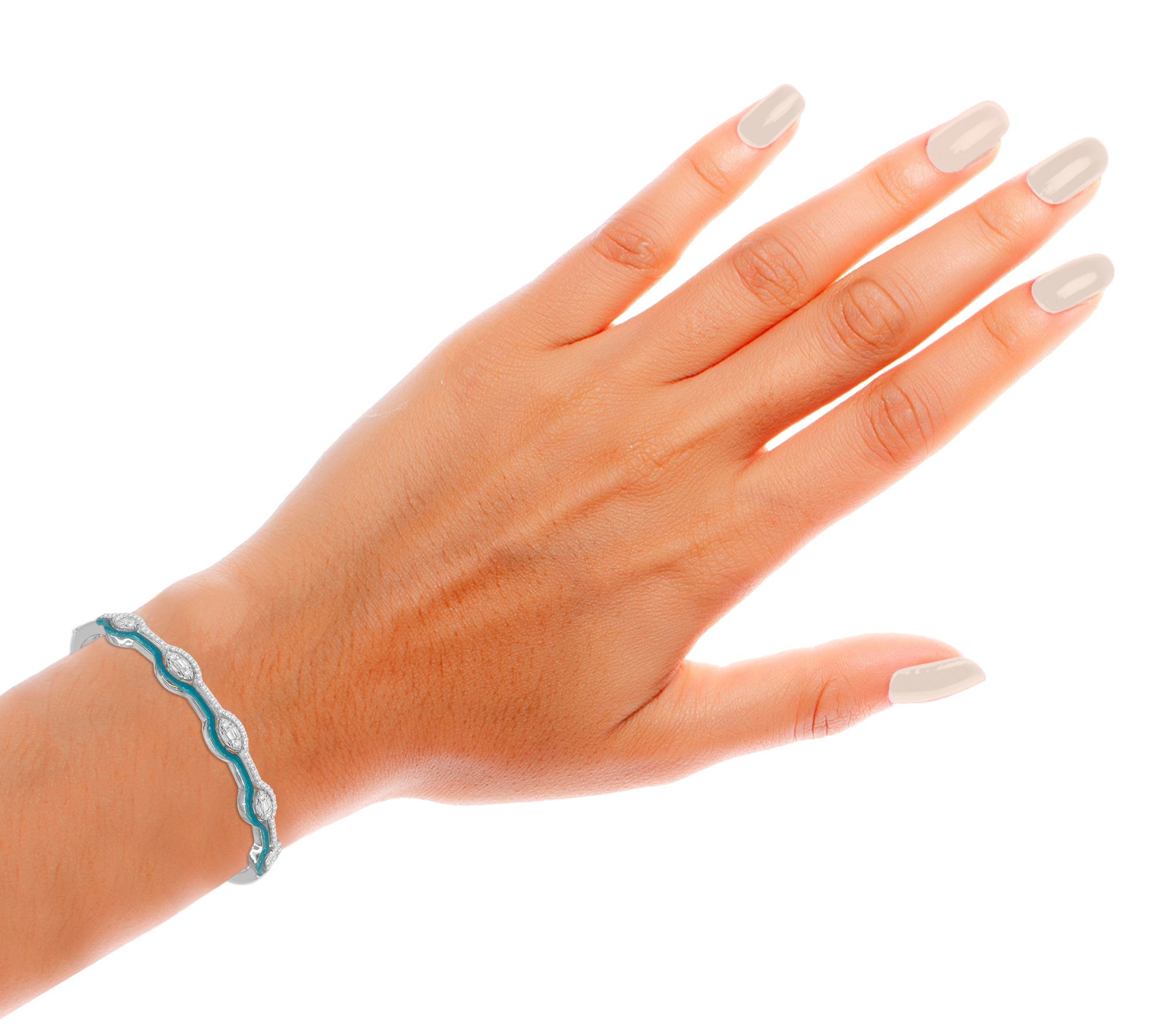 Affinity Diamonds Teal Enamel Bracelet, 0.75 cttw, Sterling