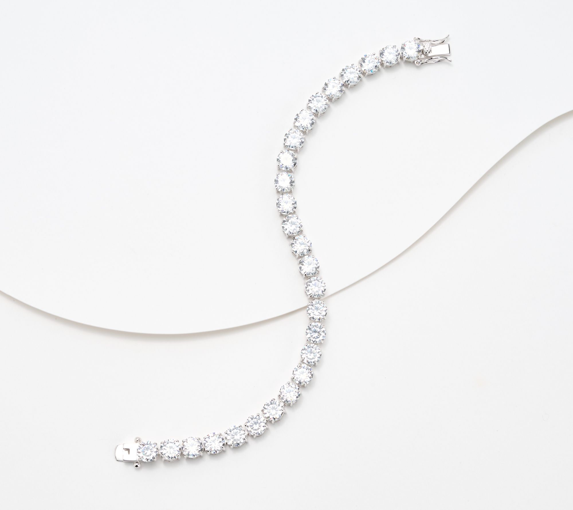 Diamonique Classics Blossom Cut Tennis Bracelet Sterling Silver