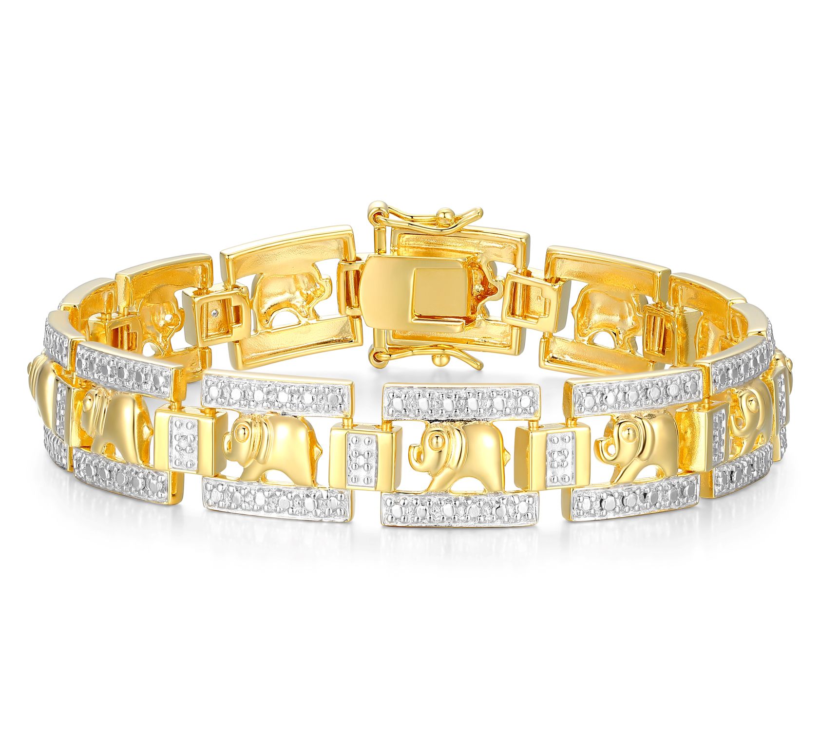 18K Gold Plated Diamond Accent Elephant Bracelet