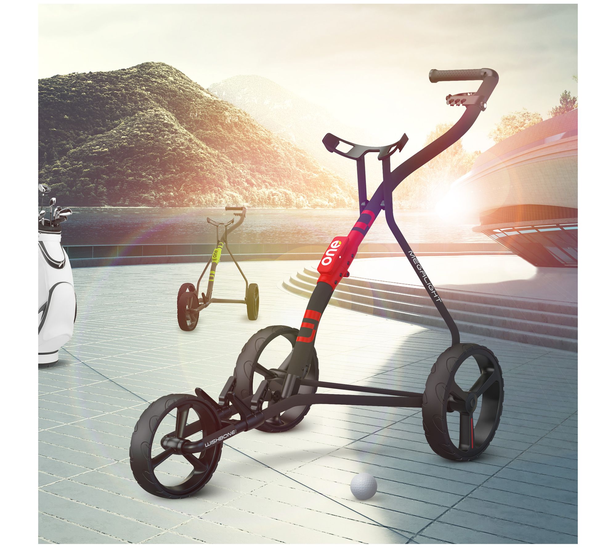 Wishbone 3-Wheel Folding Golf Pushcart