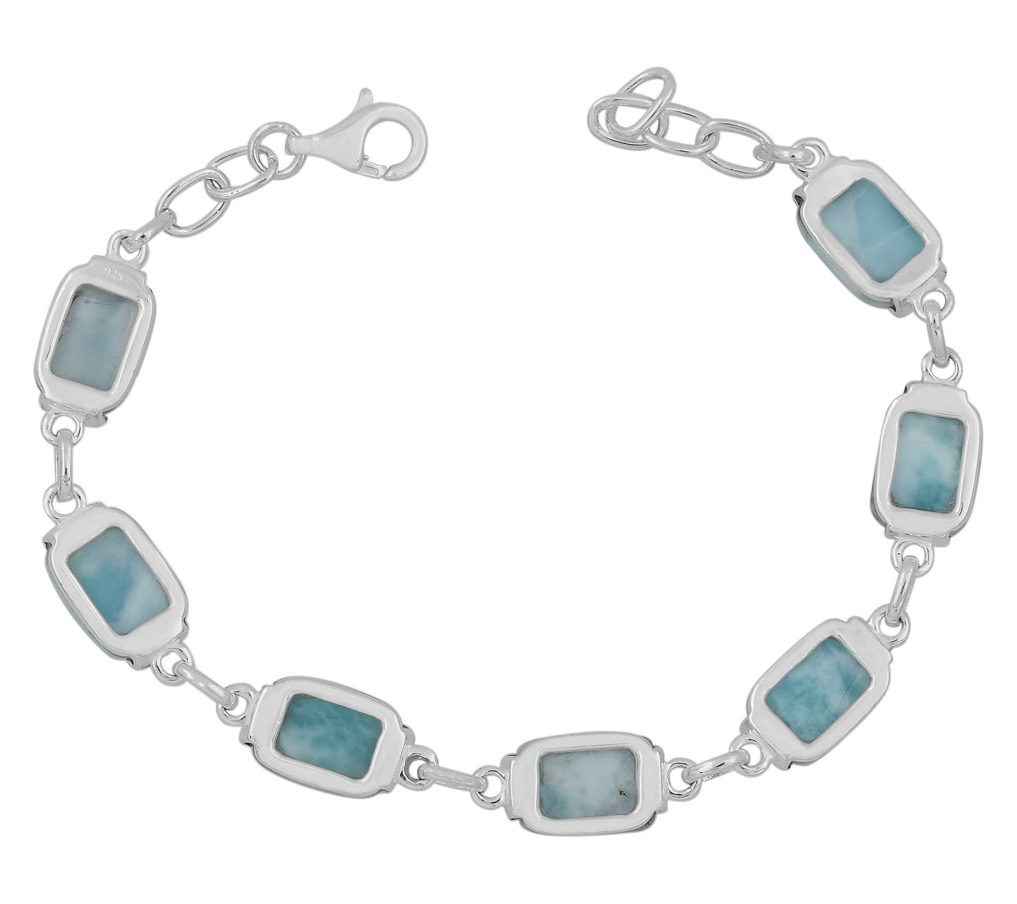 Affinity Gems Larimar High Polished Station Bracelet, Sterling