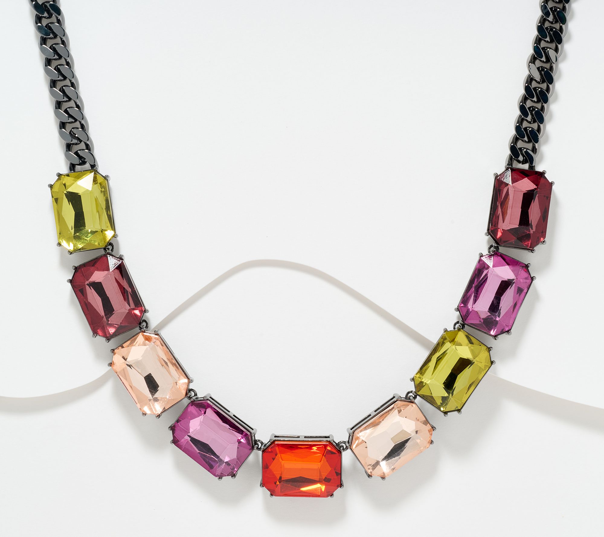 Denim & Co. Simulated Gemstone Necklace