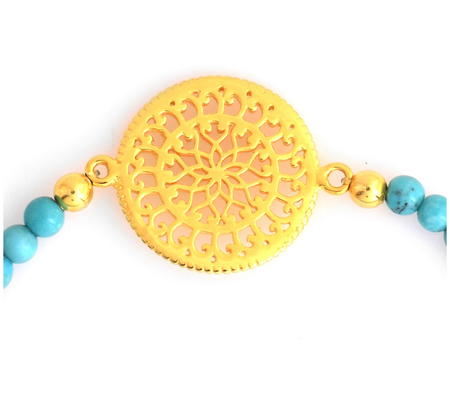 14K Gold Plated Turquoise Bead Stretch Bracelet
