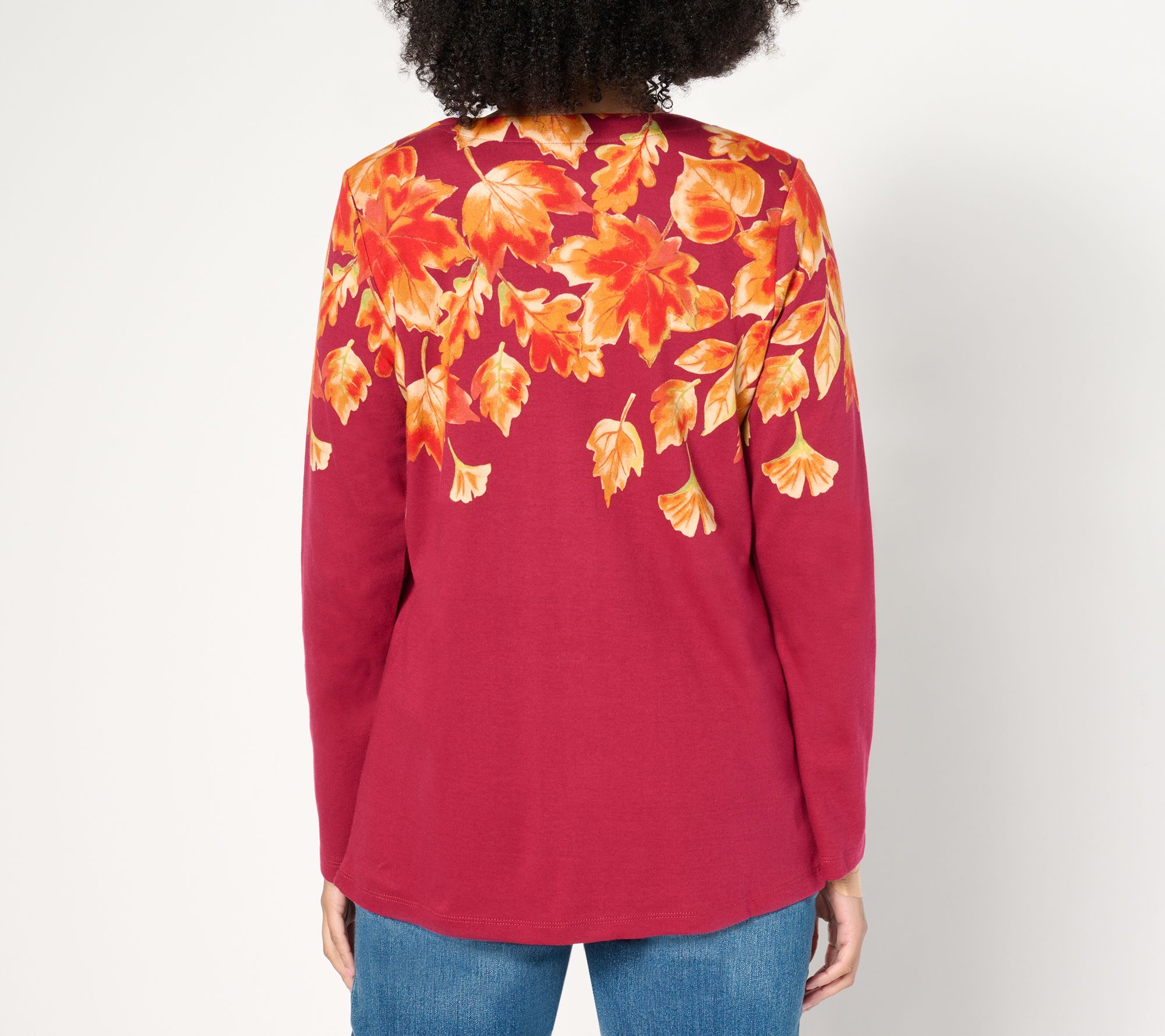 Quacker Factory Fall is in the Air Long Sleeve Printed Cardigan