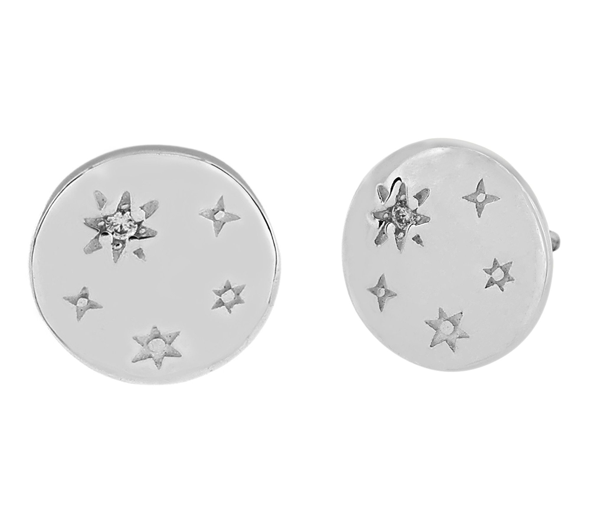 Diamonique Disc Stud Earrings, Sterling Silver