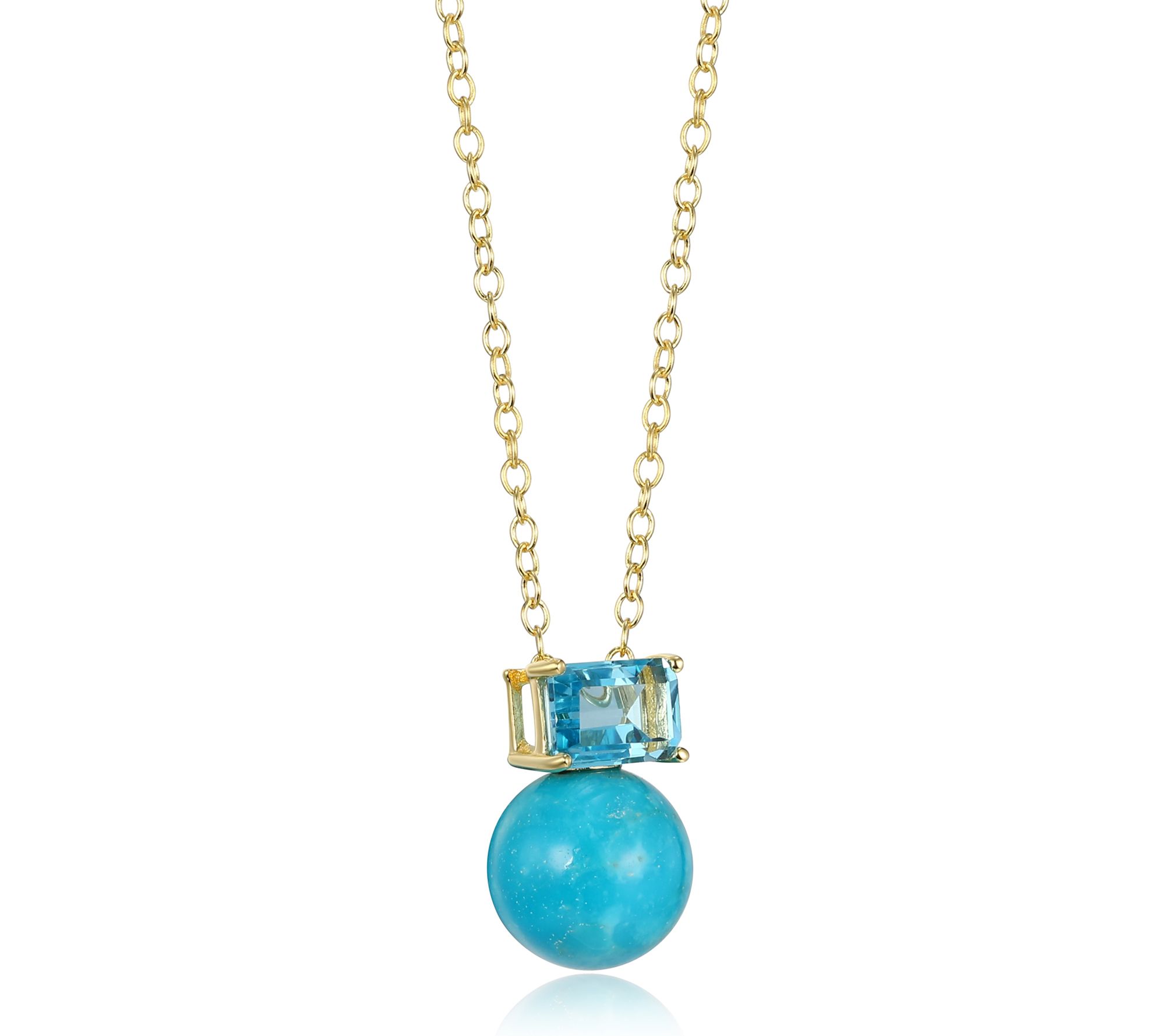 Affinity Gems Turquoise & Blue Topaz Necklace,18K Gold Plated
