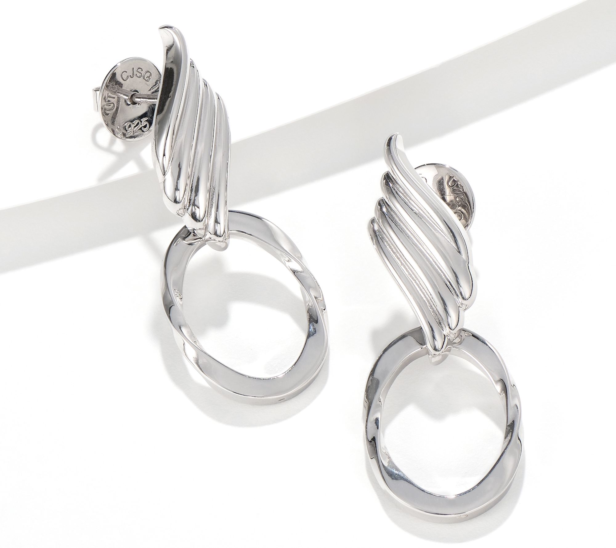 Christian James by Scott Grimes Sterling Oval Doorknocker Ripple Earrings