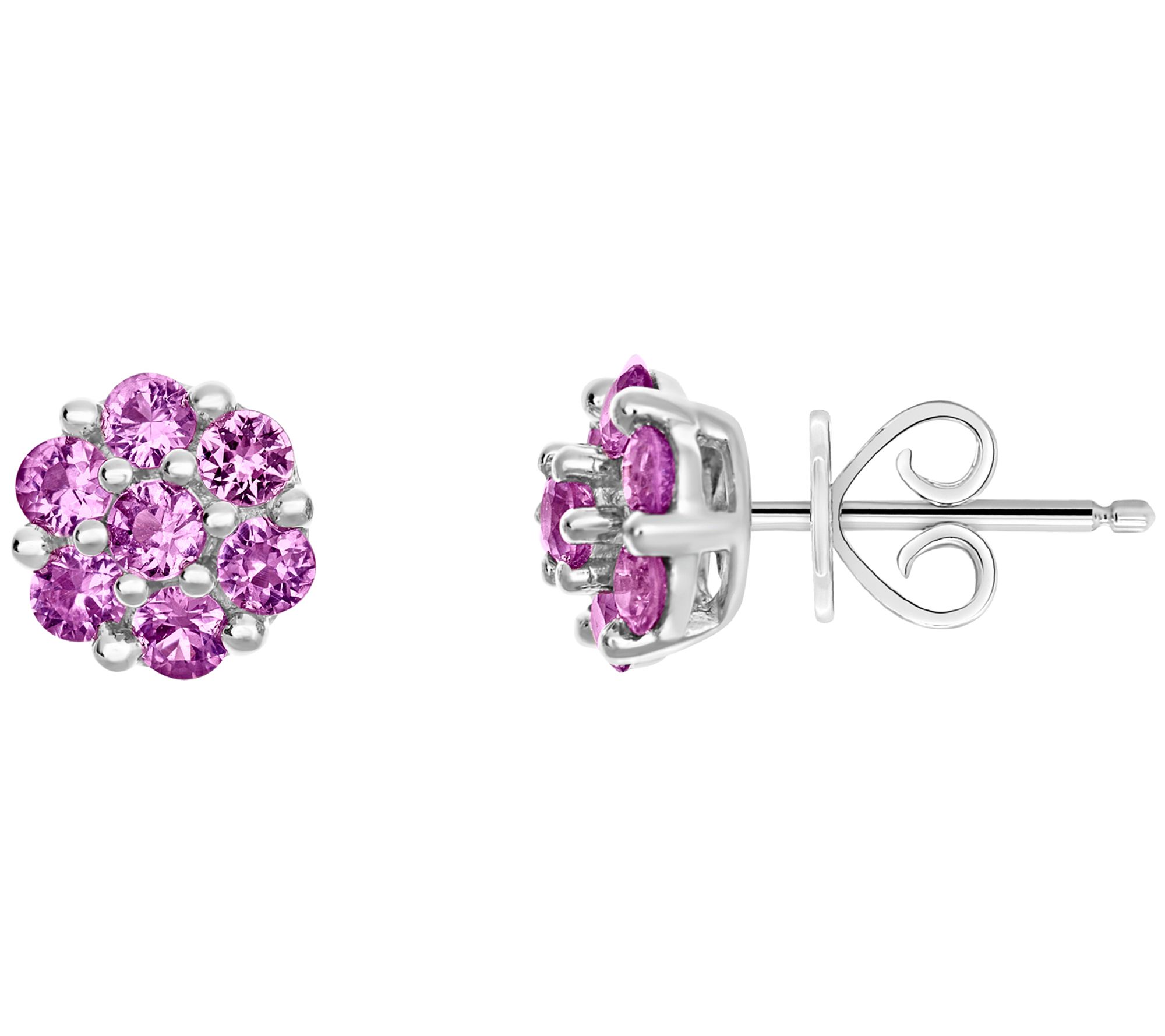 Sterling 1.05 cttw Sapphire Flower Stud Earrings