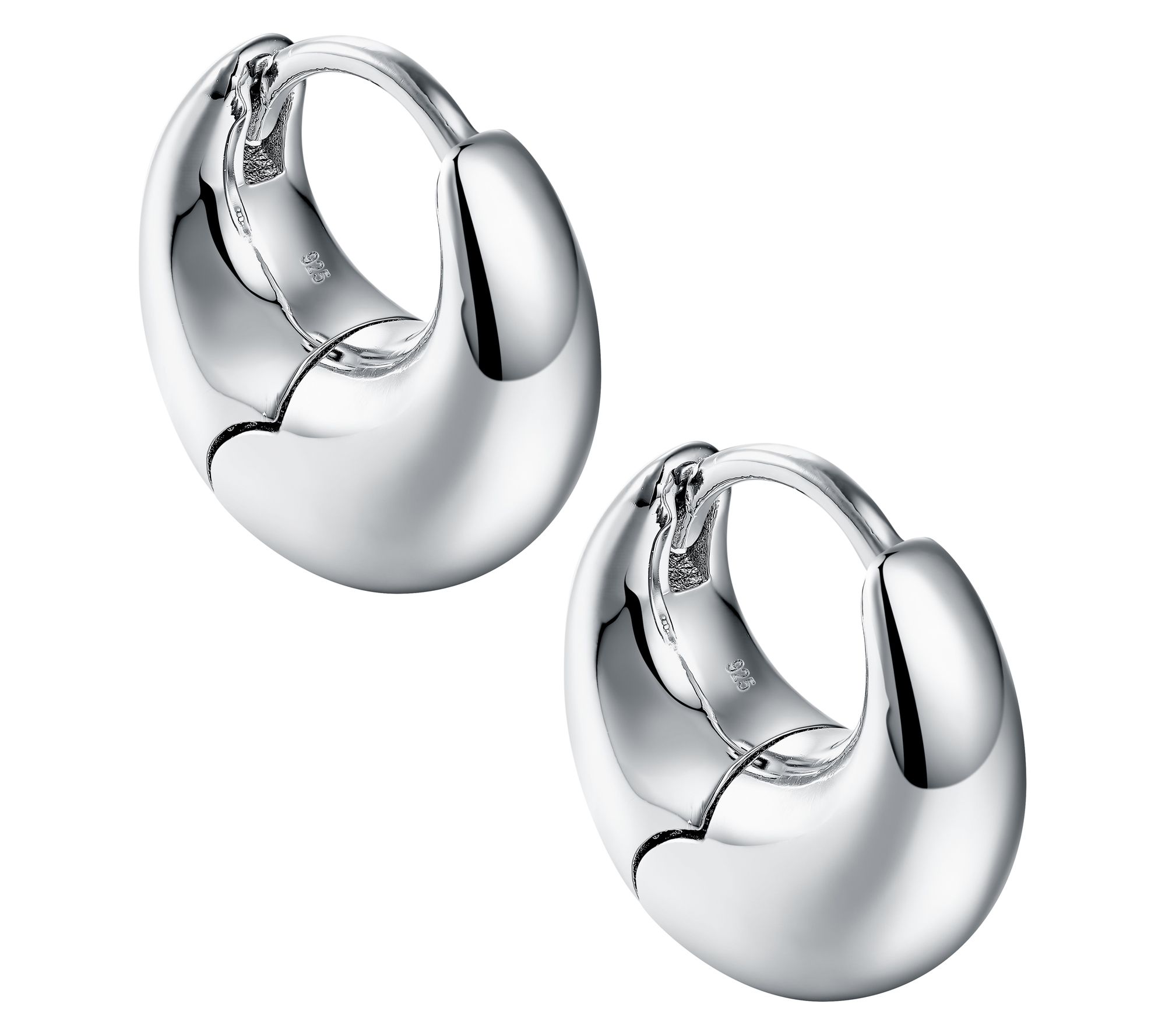 Silver Style Chunky Mini Huggie Hoop Earrings,Sterling