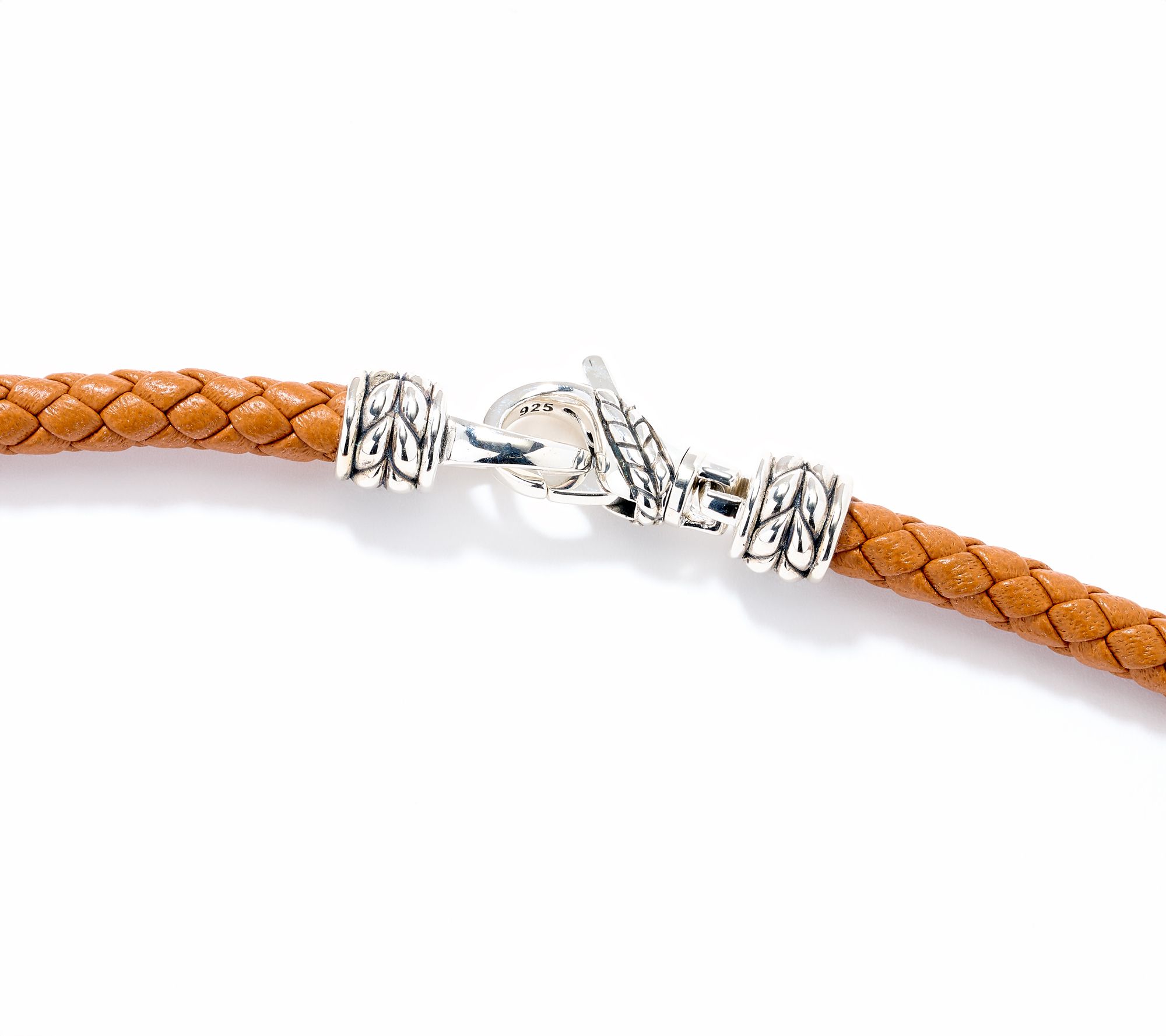 JAI Sterling Silver Braided Genuine Leather 18