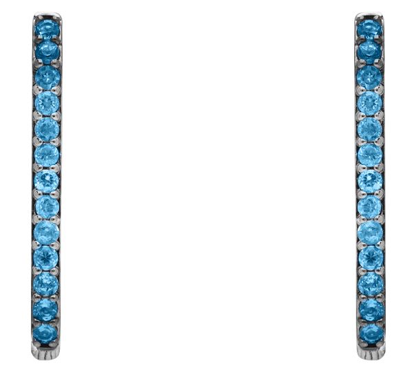 Ariva Sterling Silver Blue Topaz Oval Hoop Earrings