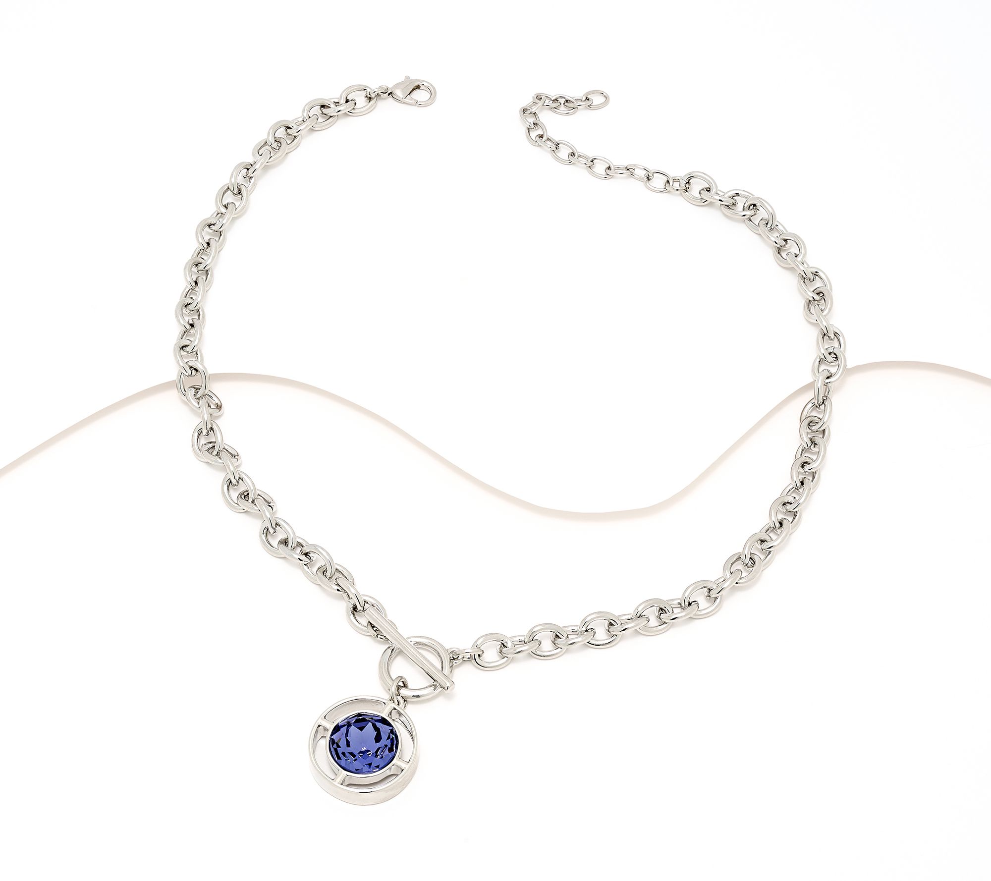 Denim and Co. Faux Toggle Necklace w/ Circle Drop