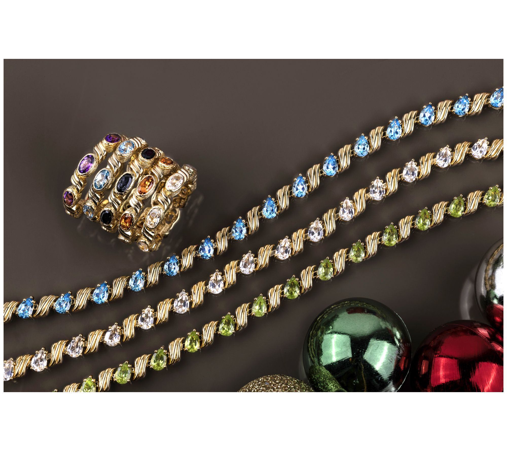 Christian James by Scott Grimes 14K Gold Clad Ripple Gemstone Tennis Bracelet