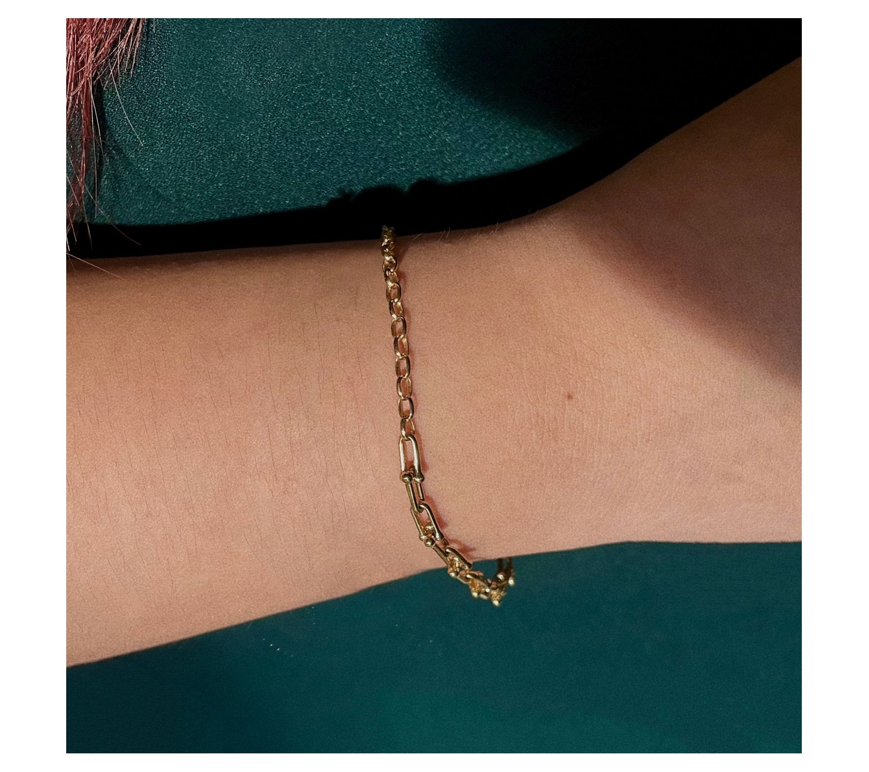 14K Gold Plated Oval & Horseshoe Chain Bracelet