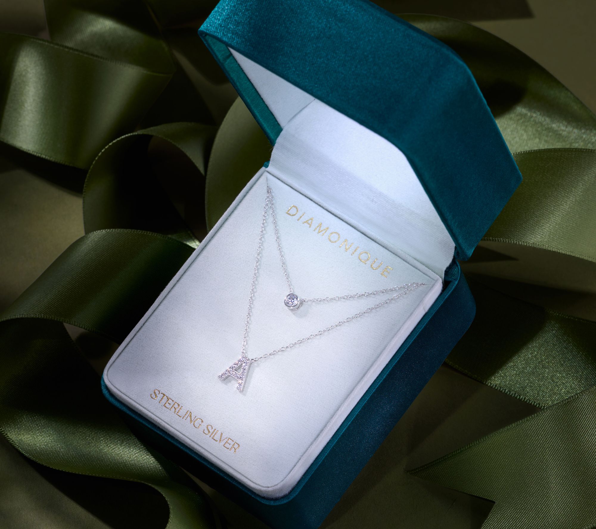 Diamonique 14K Gold Plated Initial Necklace with Gift Box