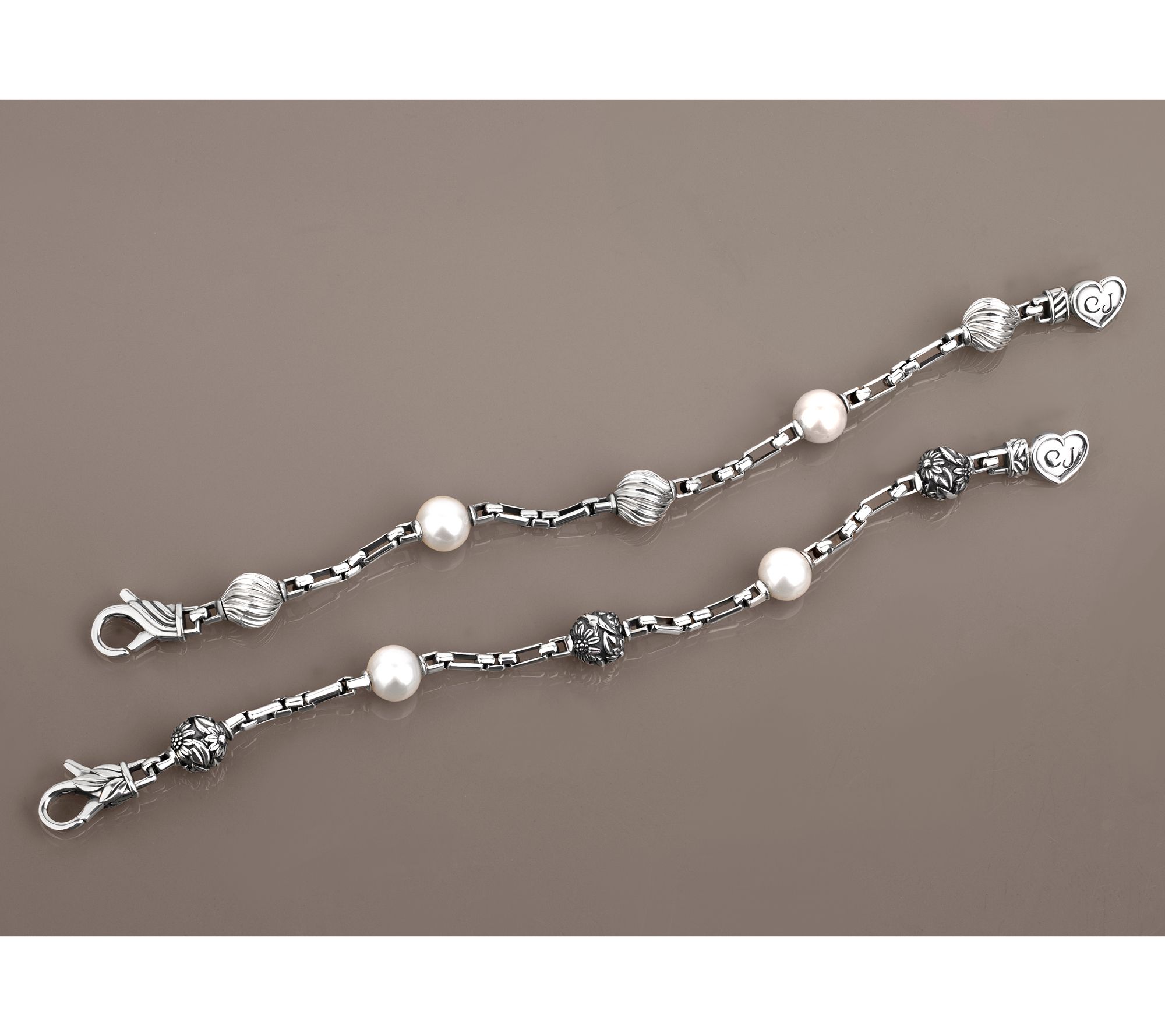 Christian James by Scott Grimes Sterling Silver Cultured Pearl Floral Bracelet