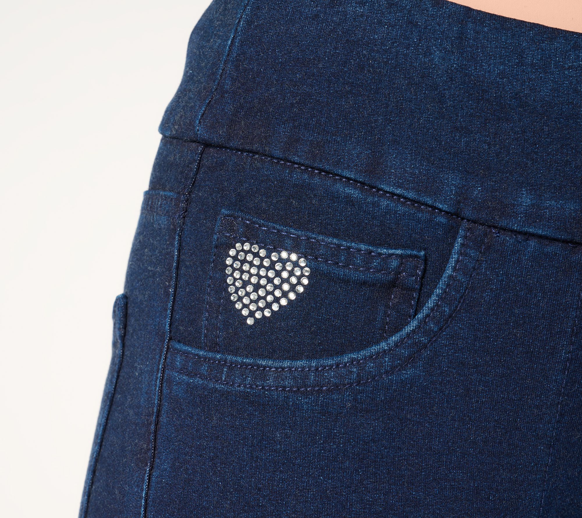 Quacker Factory DreamJeannes Regular Flat Waist Jegging with Rhinestone